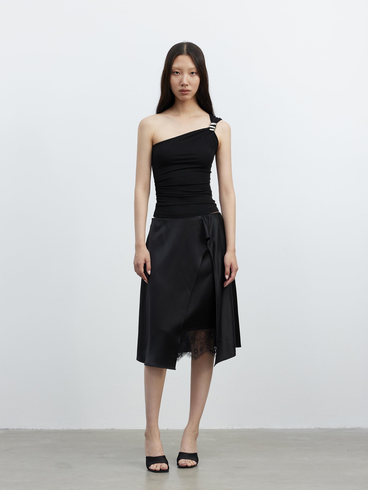 AFTADAWN Asymmetric Spiral Metal Strap Modal Tank Top