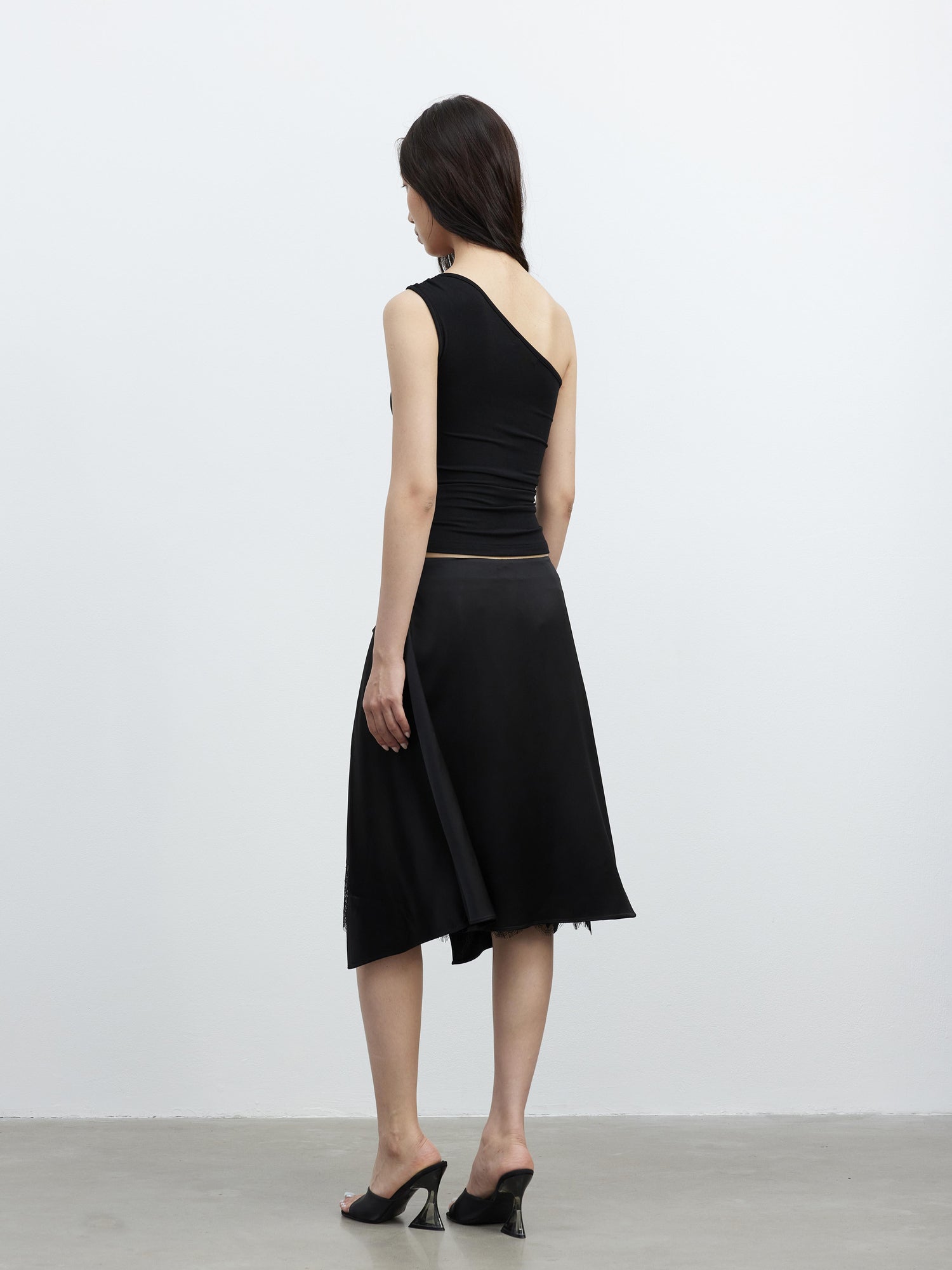 AFTADAWN Asymmetric Spiral Metal Strap Modal Tank Top