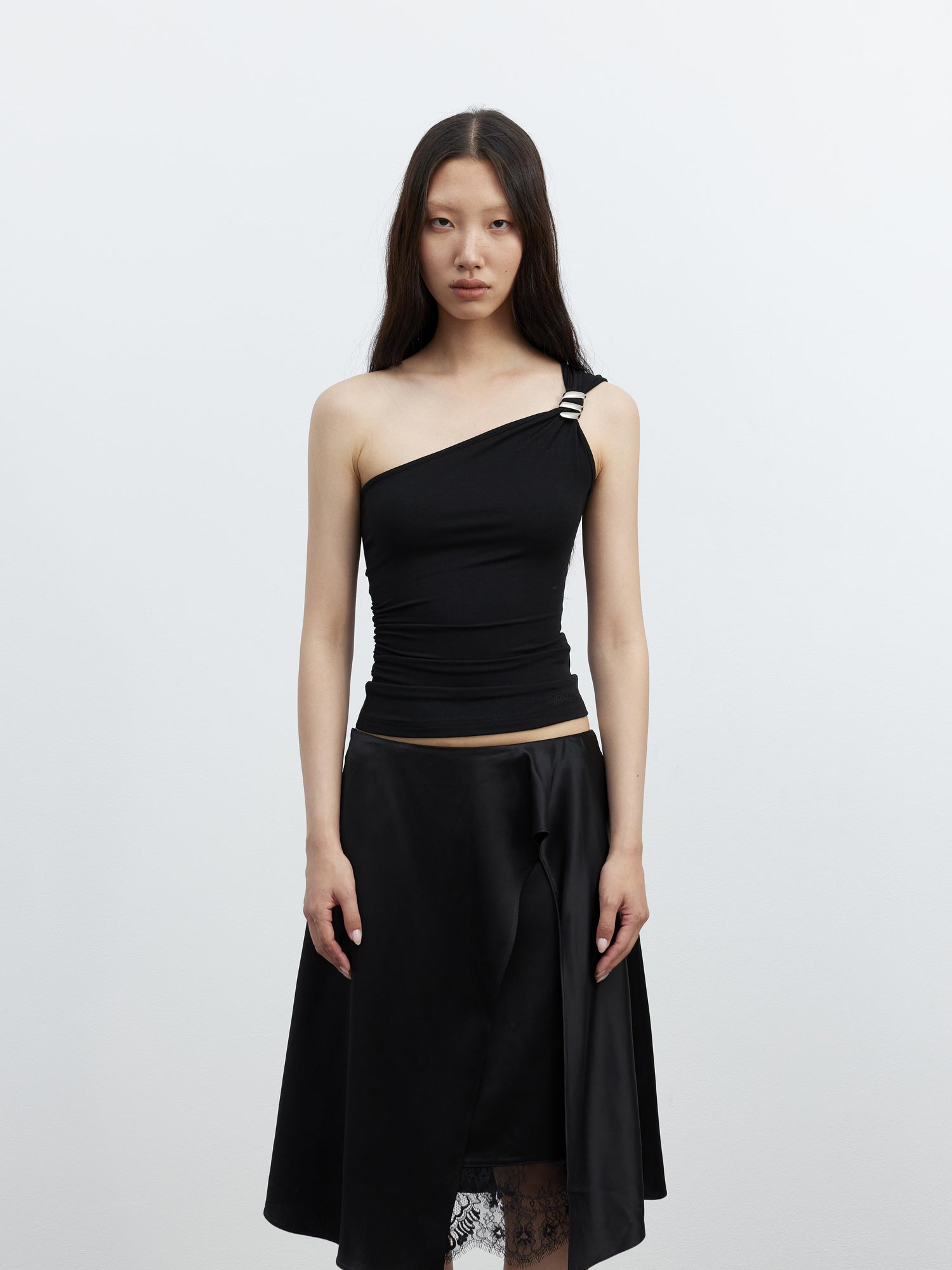 AFTADAWN Asymmetric Spiral Metal Strap Modal Tank Top