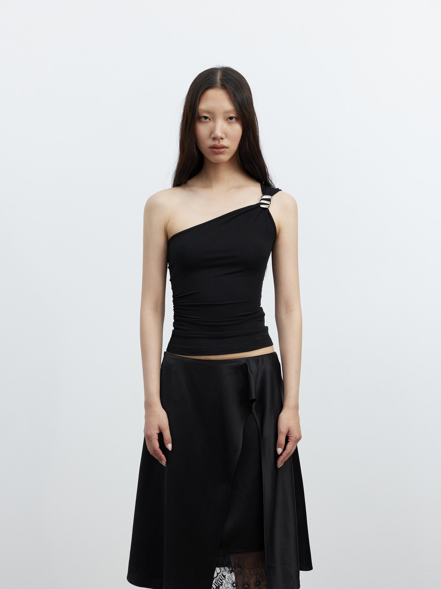 AFTADAWN Asymmetric Spiral Metal Strap Modal Tank Top