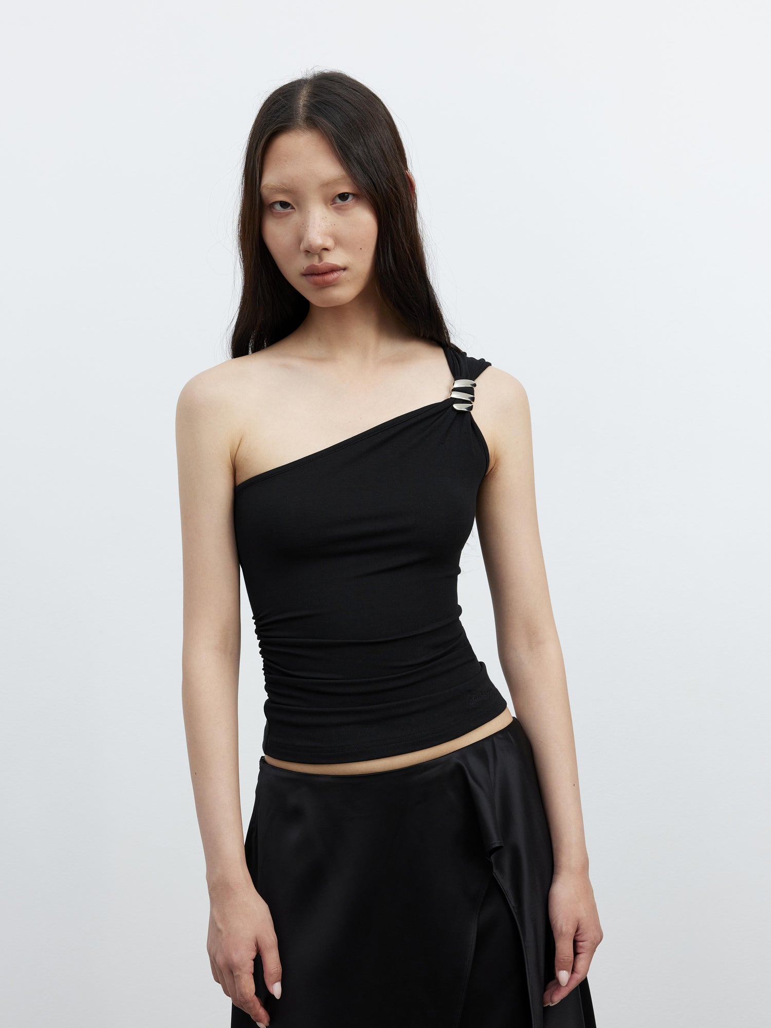 AFTADAWN Asymmetric Spiral Metal Strap Modal Tank Top