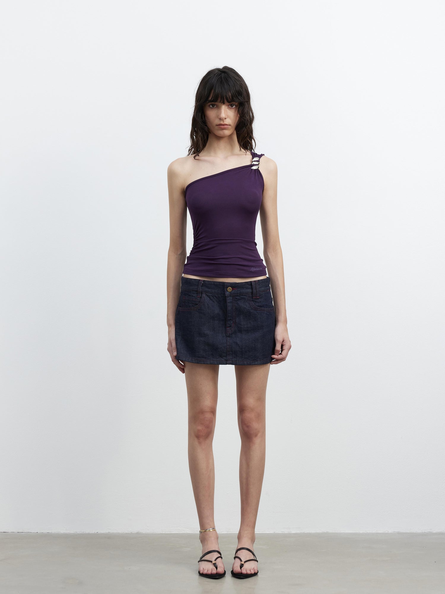 AFTADAWN Asymmetric Spiral Metal Strap Modal Tank Top