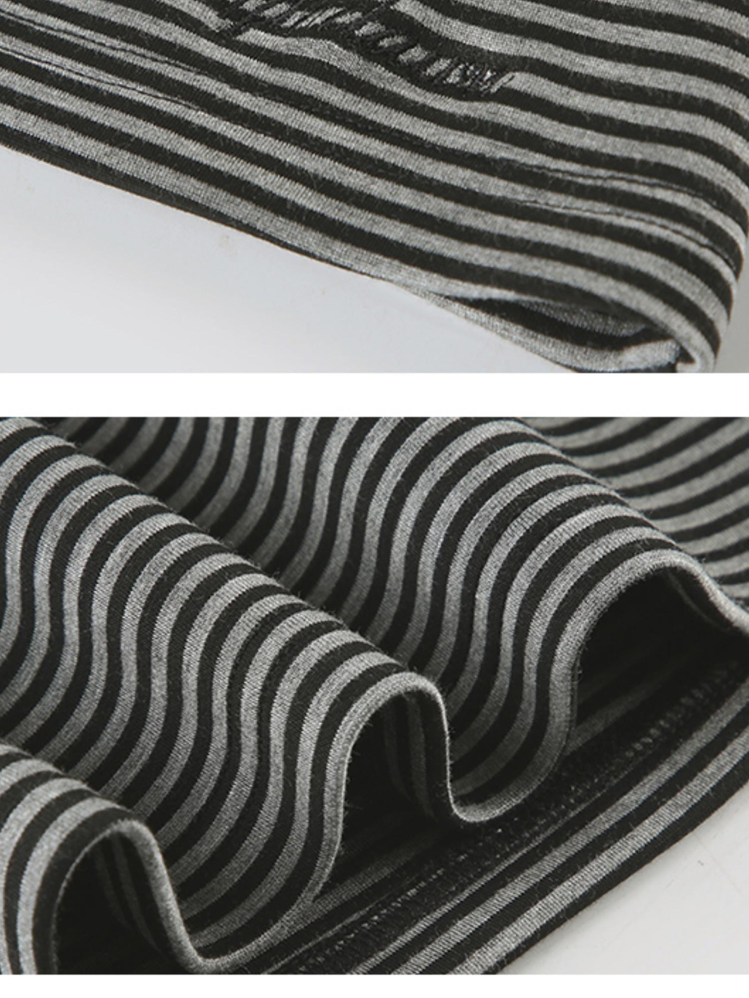 AFTADAWN Asymmetric Striped Slub Shoulder Top