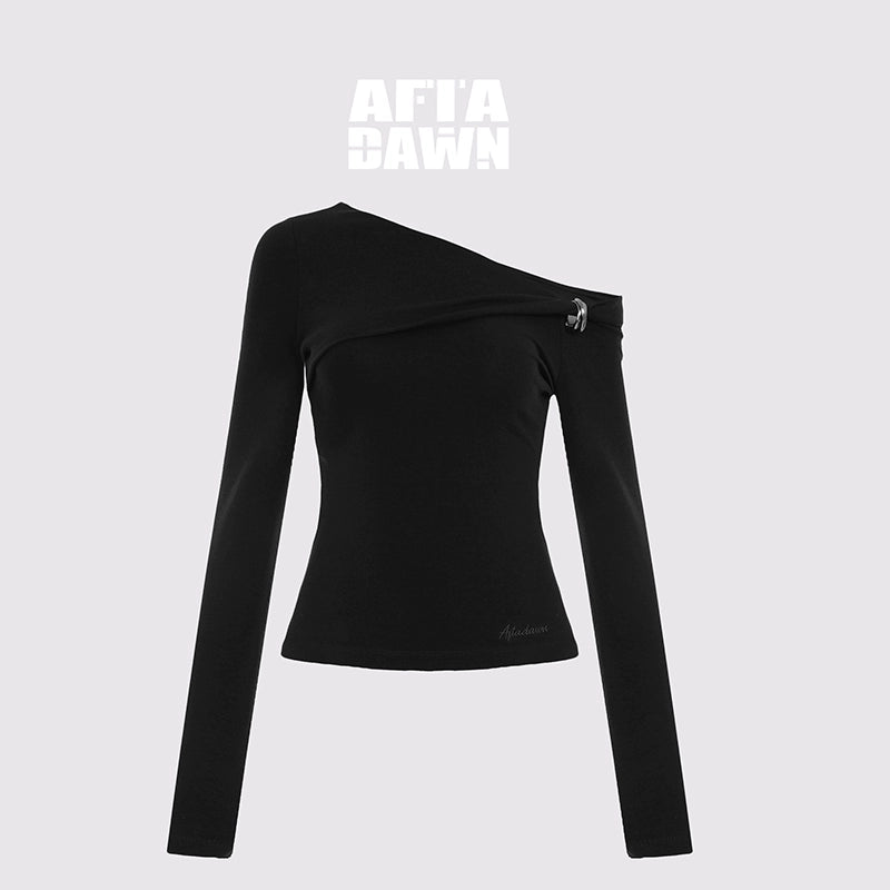 AFTADAWN_Asymmetric_Twist_Shoulder_Slim_Fit_Top_MISSTT