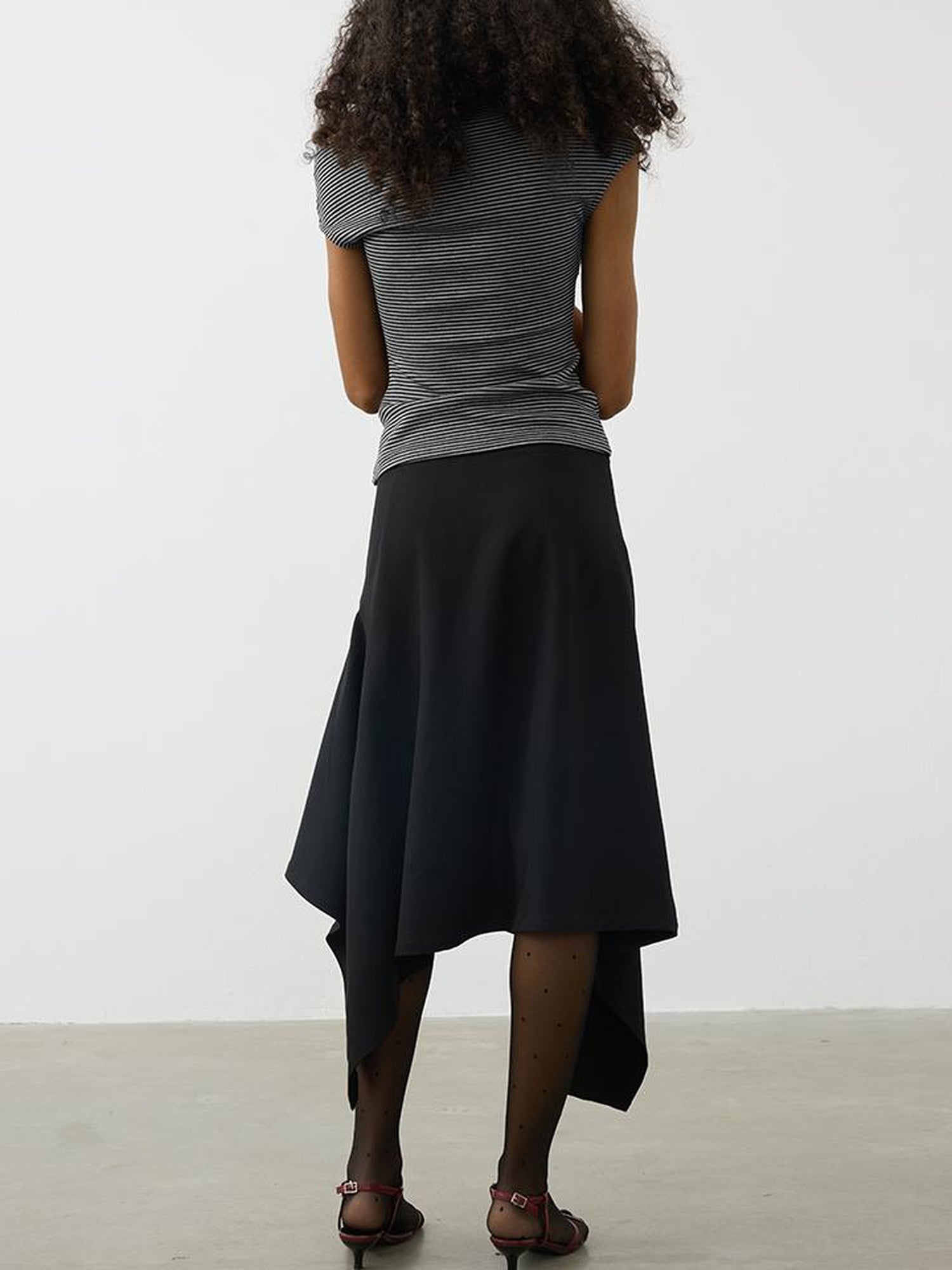 AFTADAWN Asymmetrical Flowy Midi Skirt With High Waist