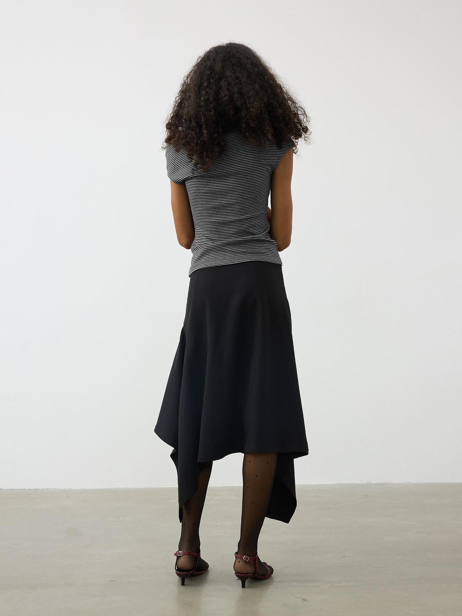 AFTADAWN Asymmetrical Flowy Midi Skirt With High Waist