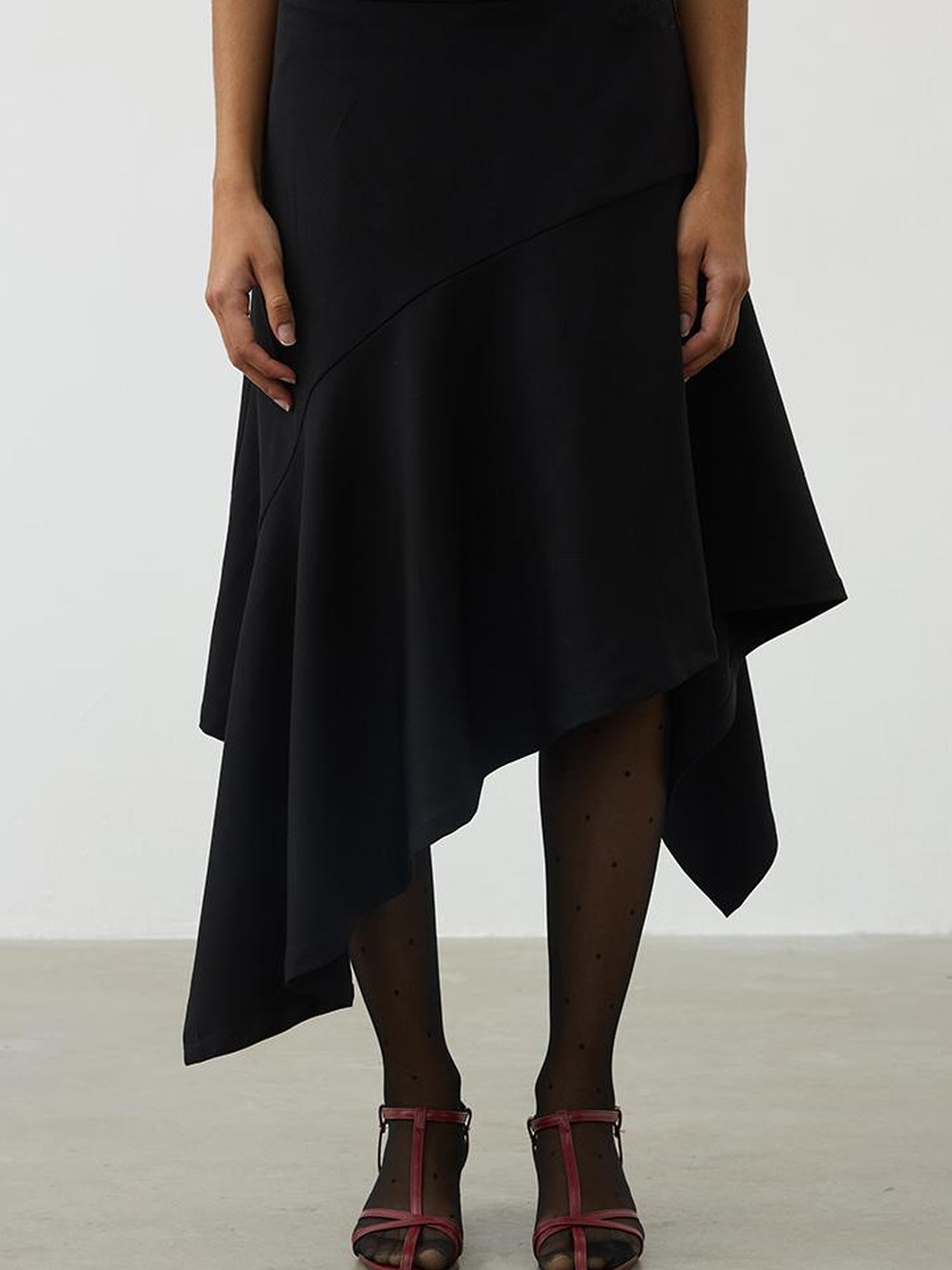 AFTADAWN Asymmetrical Flowy Midi Skirt With High Waist
