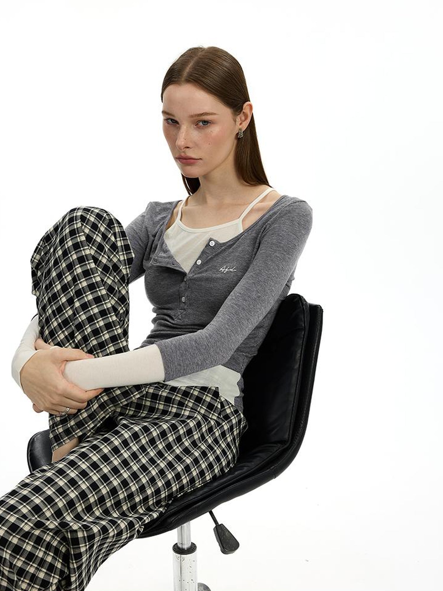 AFTADAWN Austrian Tencel Merino Henley Color Block Tee