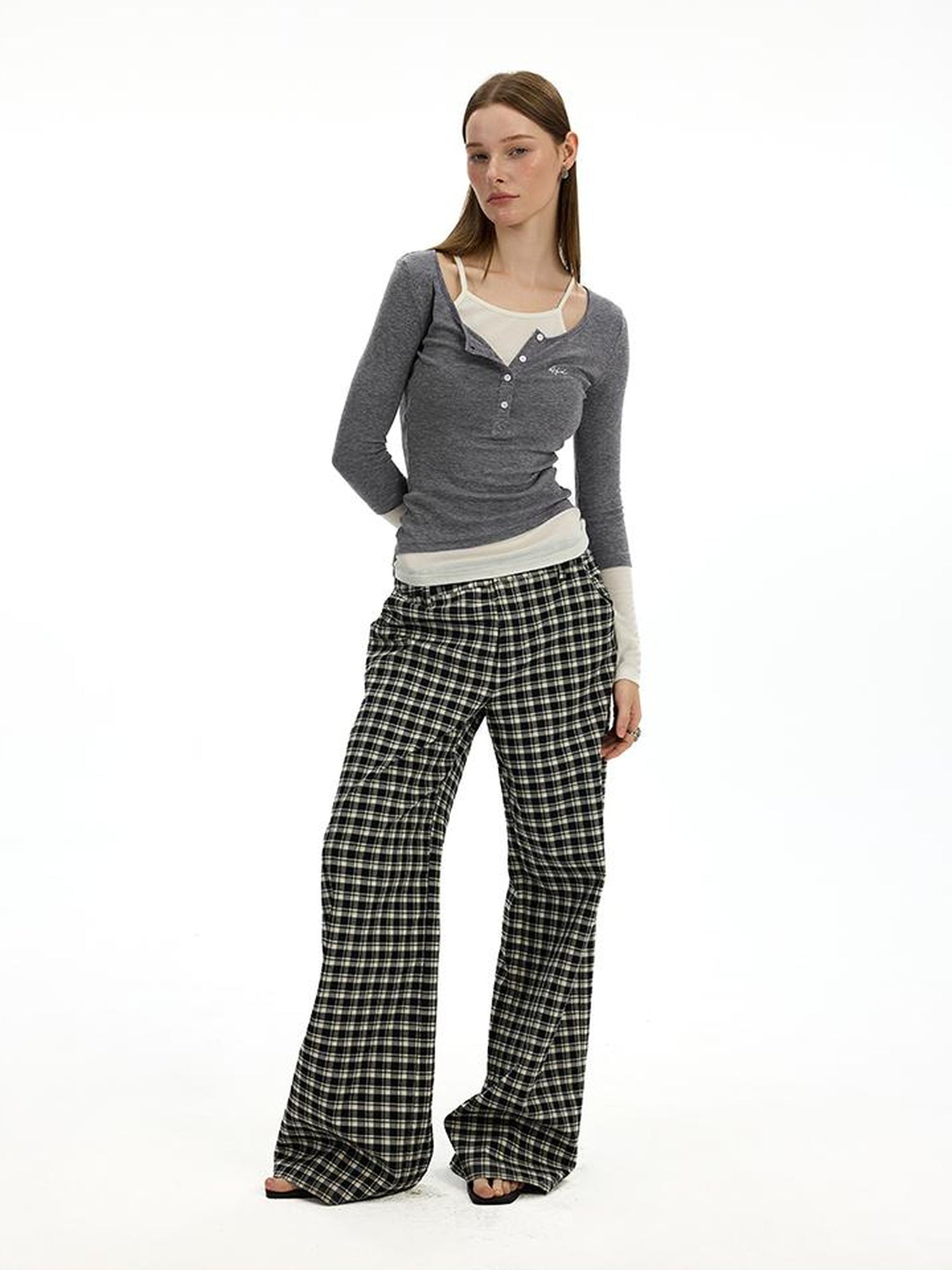 AFTADAWN Austrian Tencel Merino Henley Color Block Tee