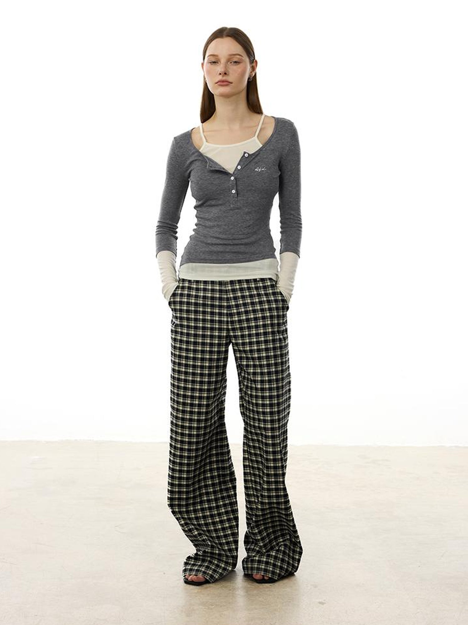 AFTADAWN Austrian Tencel Merino Henley Color Block Tee