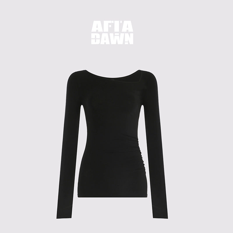 AFTADAWN_Austrian_Tencel_Merino_Wool_Asymmetrical_Pleated_Long_Sleeve_Tee_MISSTT