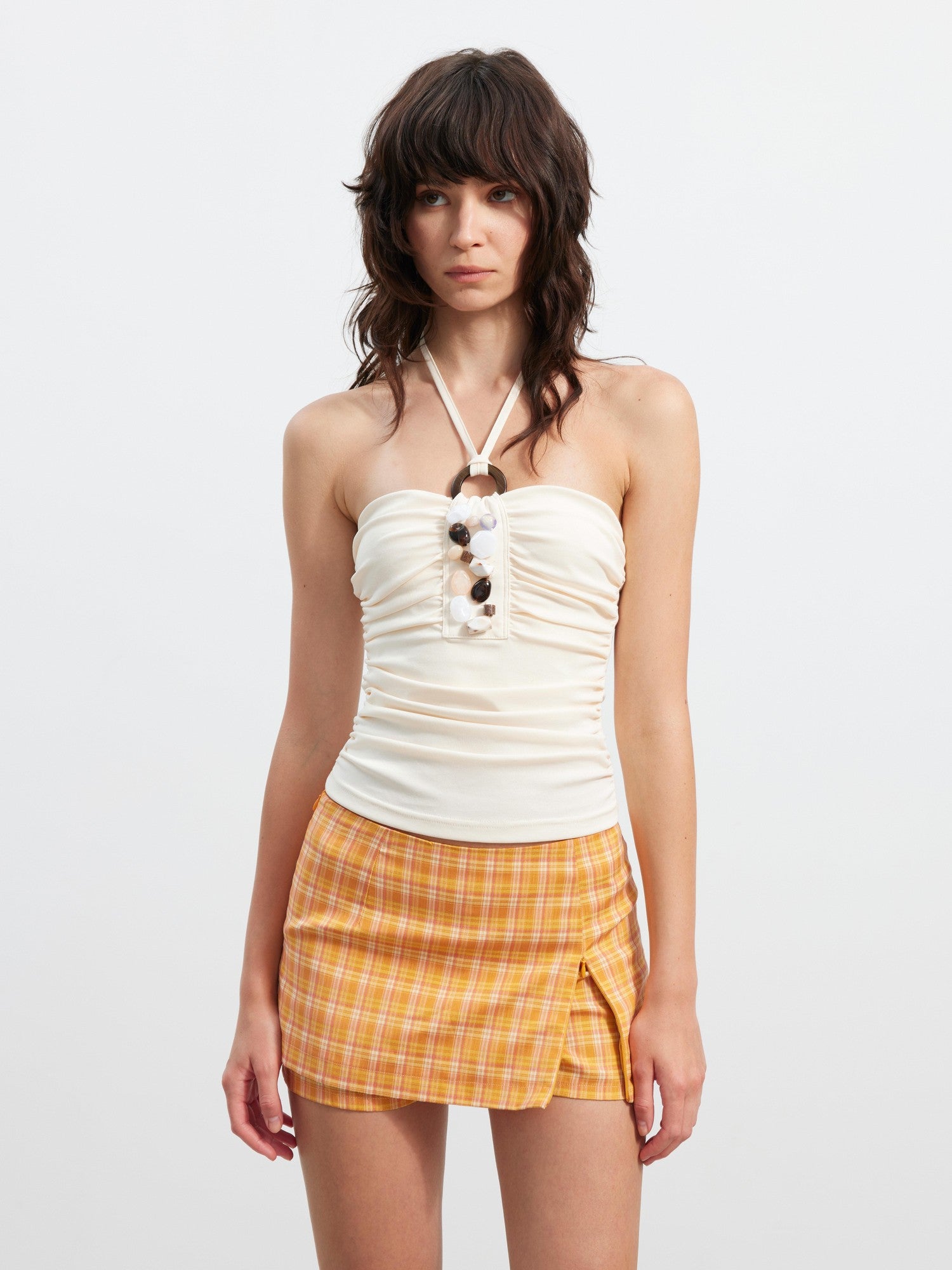 AFTADAWN Backless Beaded Embroidered Ruched Women&