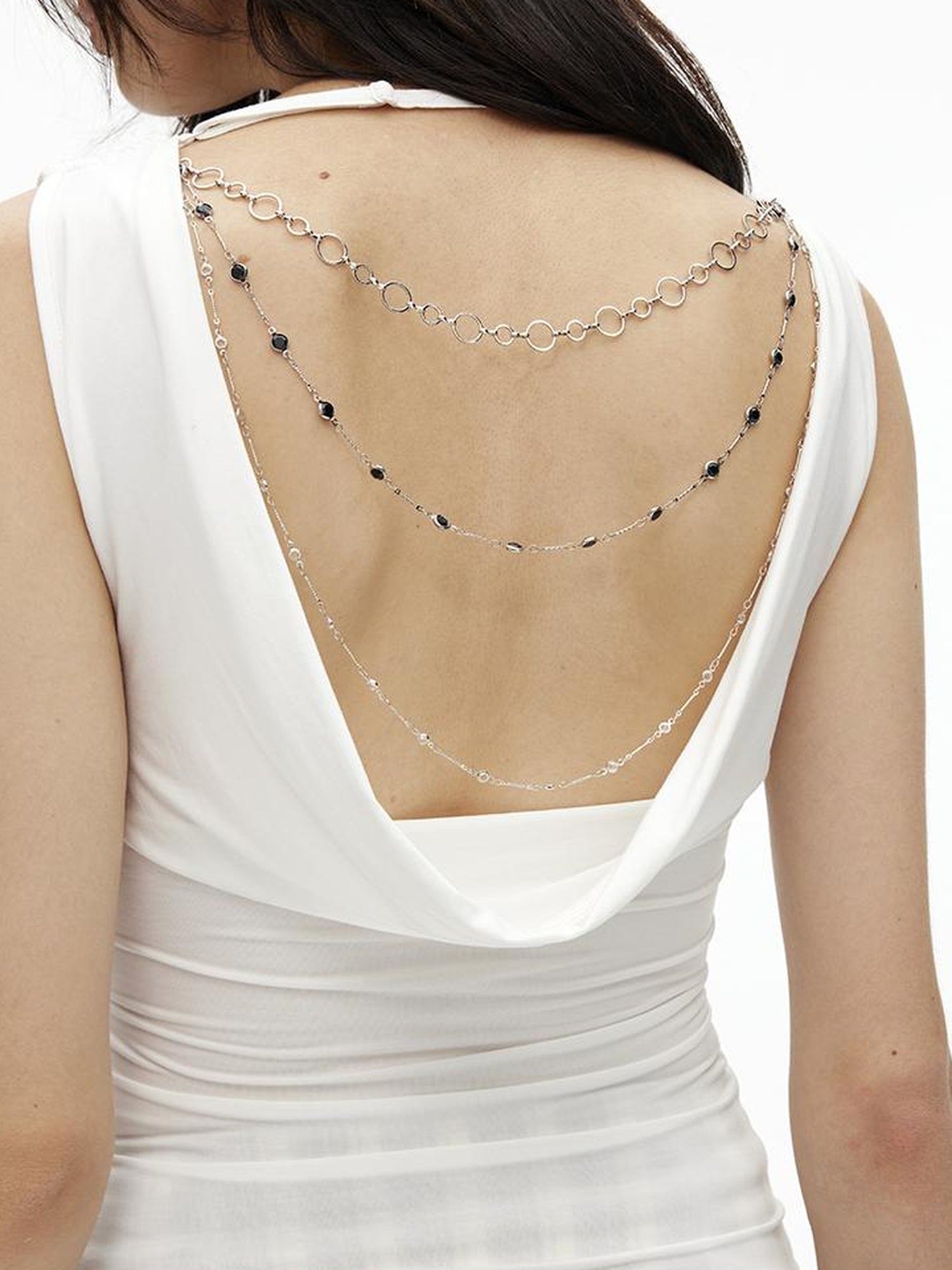 Backless Draped Sling Chain Detail Camisole