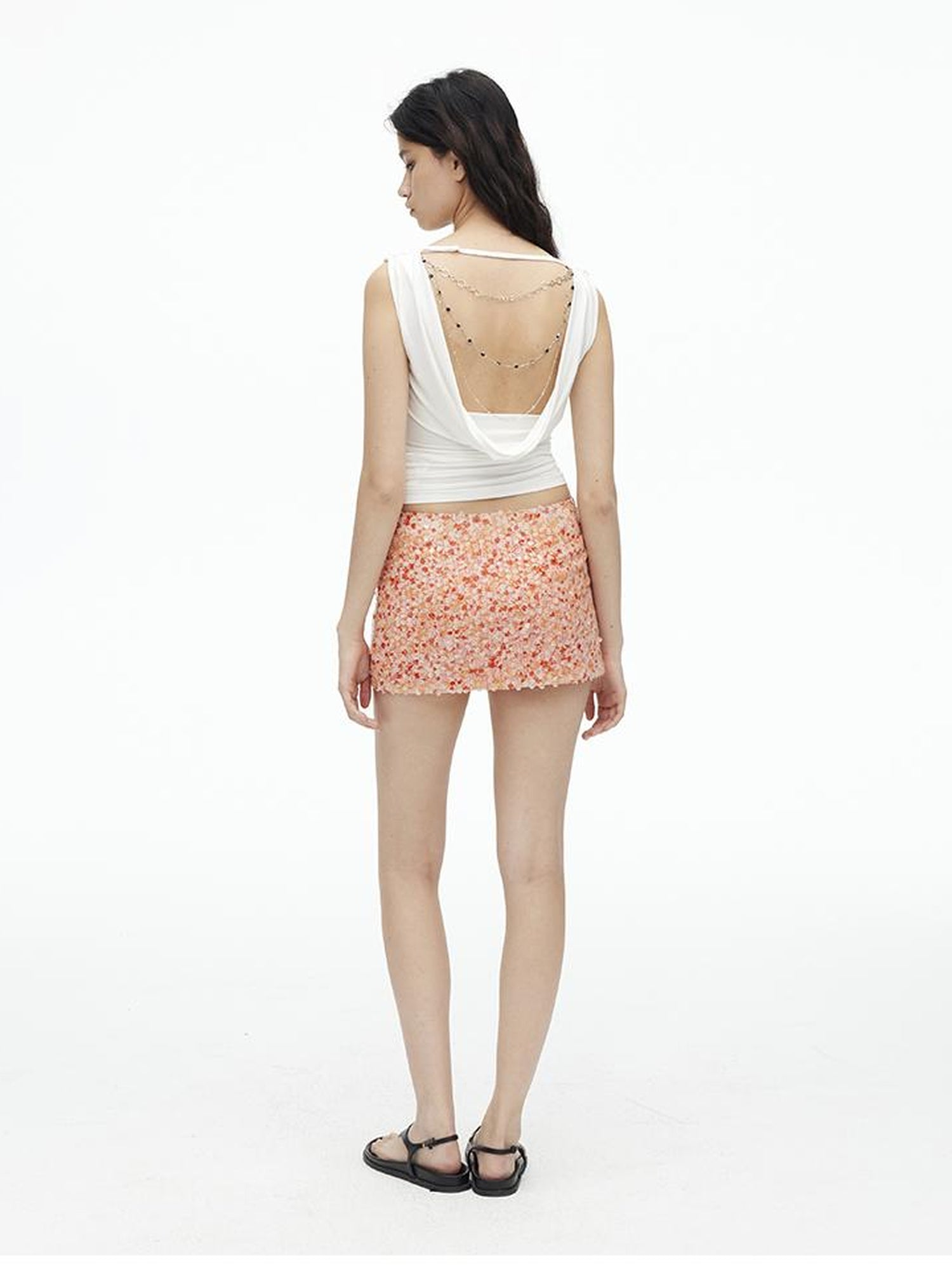 Backless Draped Sling Chain Detail Camisole