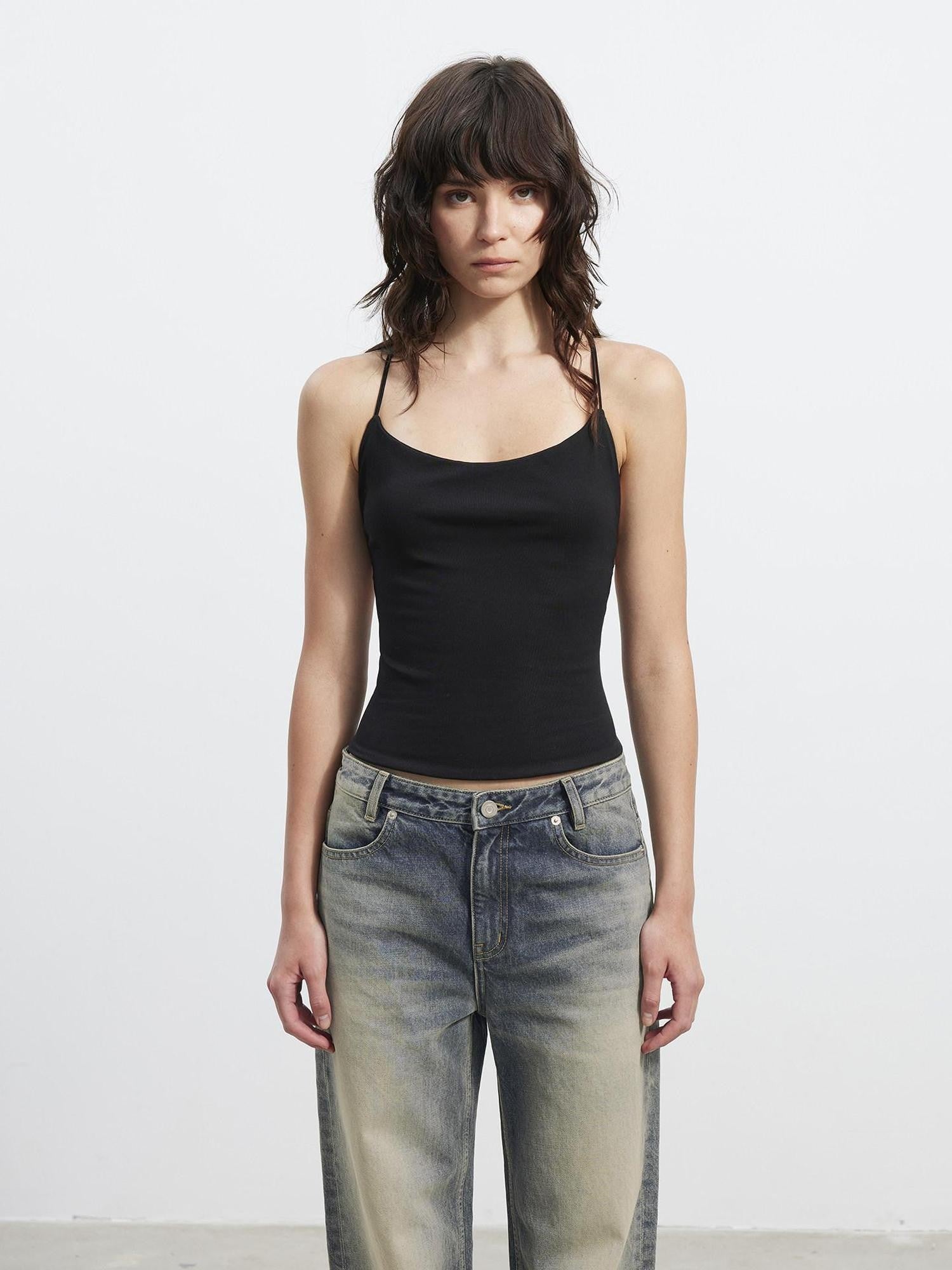 AFTADAWN Beaded Crisscross Halter Deep Back Women&