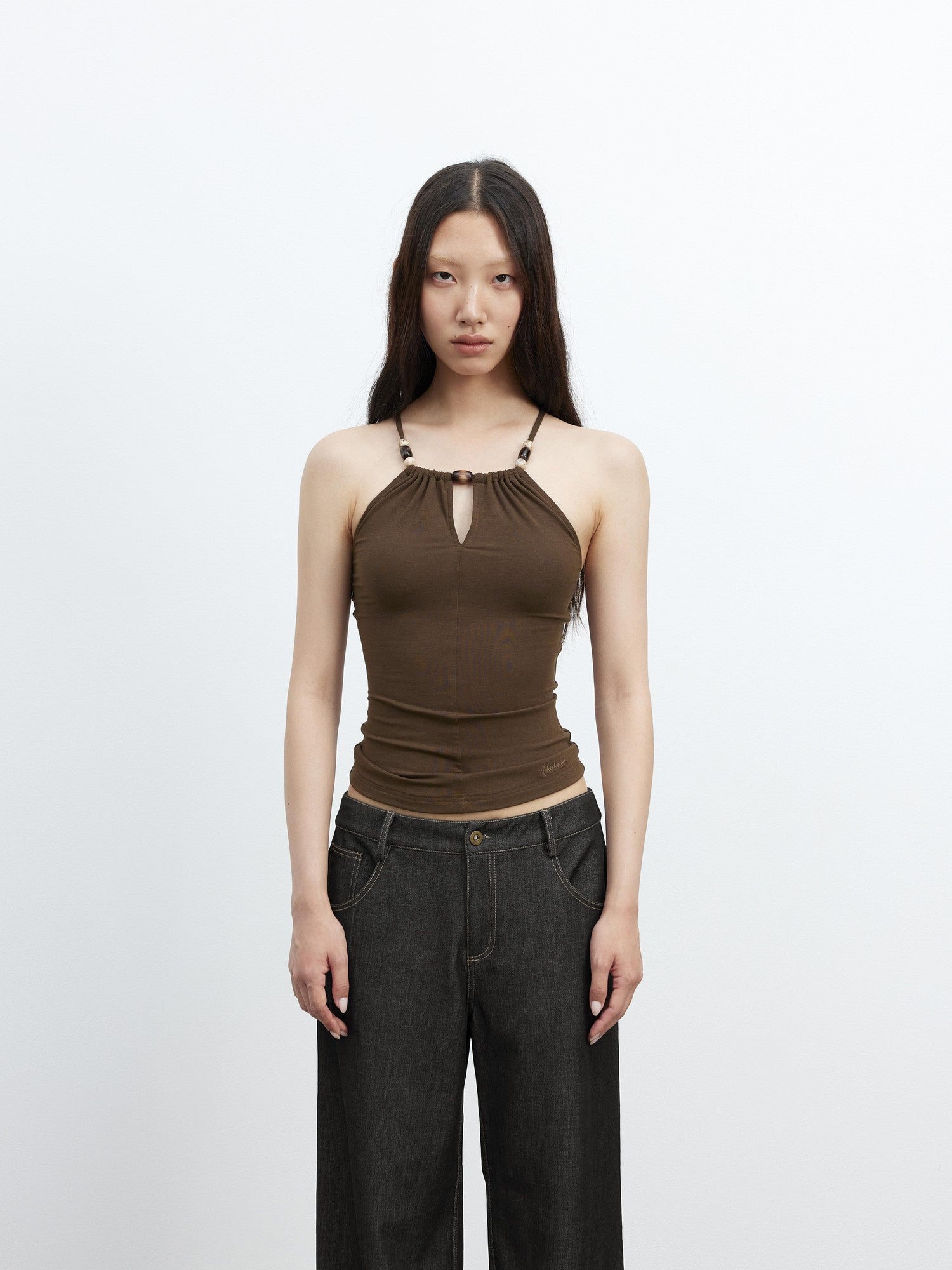 AFTADAWN Beaded Cutout Crisscross Back Slim Fit Skin Friendly Women&