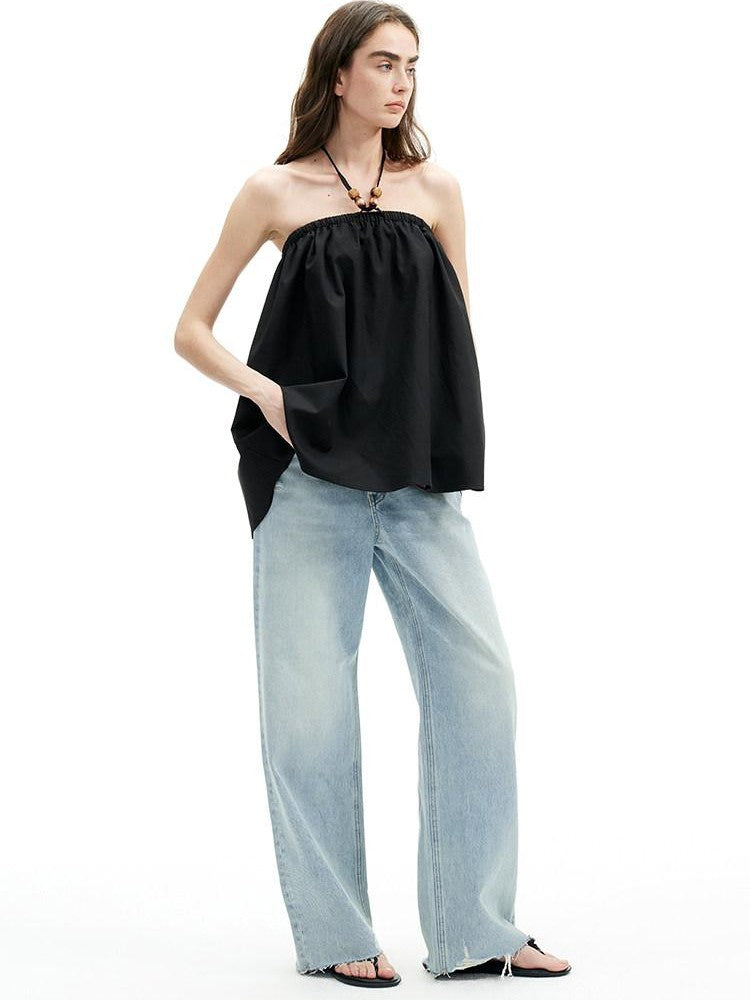 AFTADAWN Beaded Halter Convertible Drawstring Women&