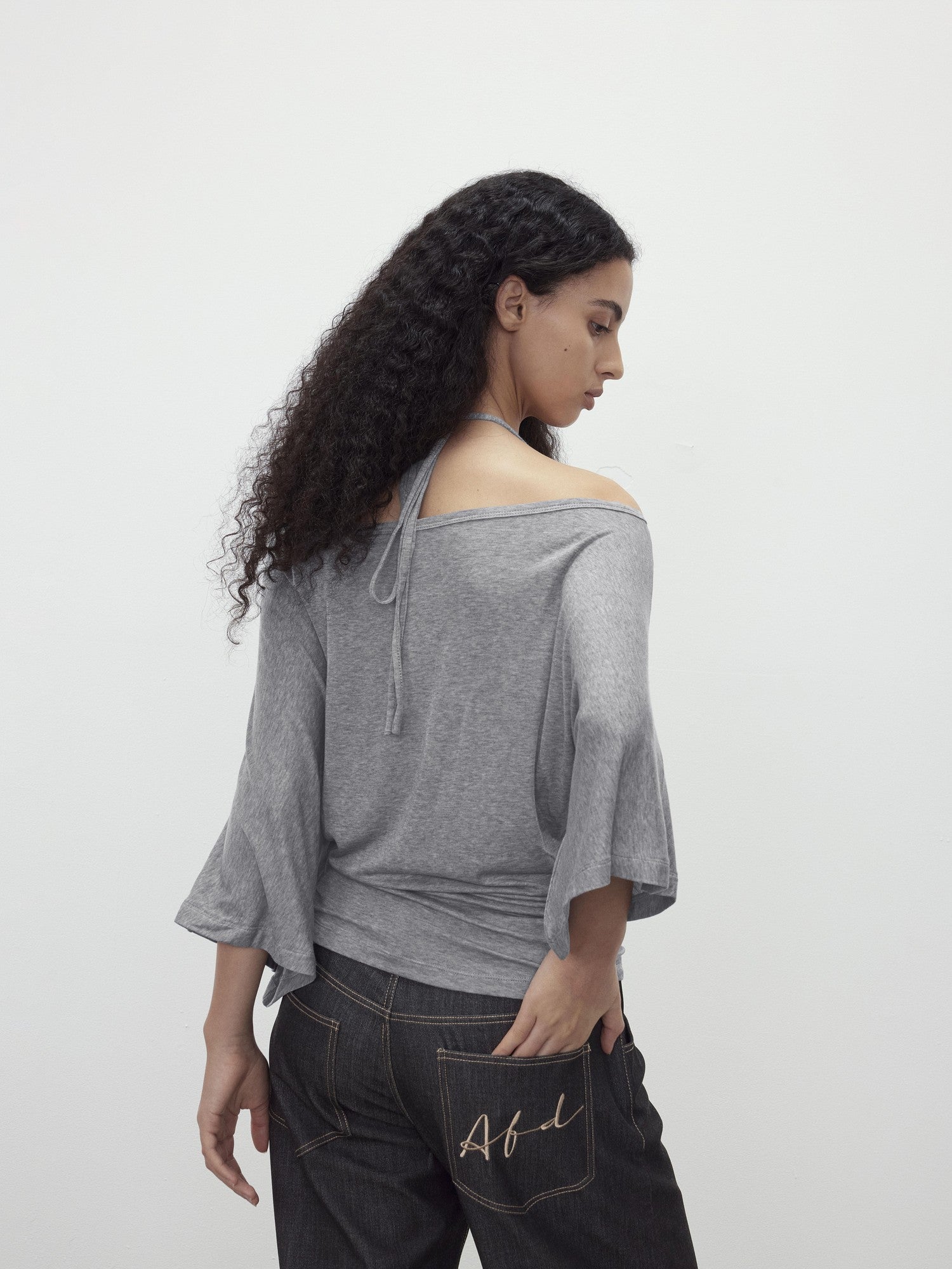 AFTADAWN Beaded Halter One Shoulder Slim Women&