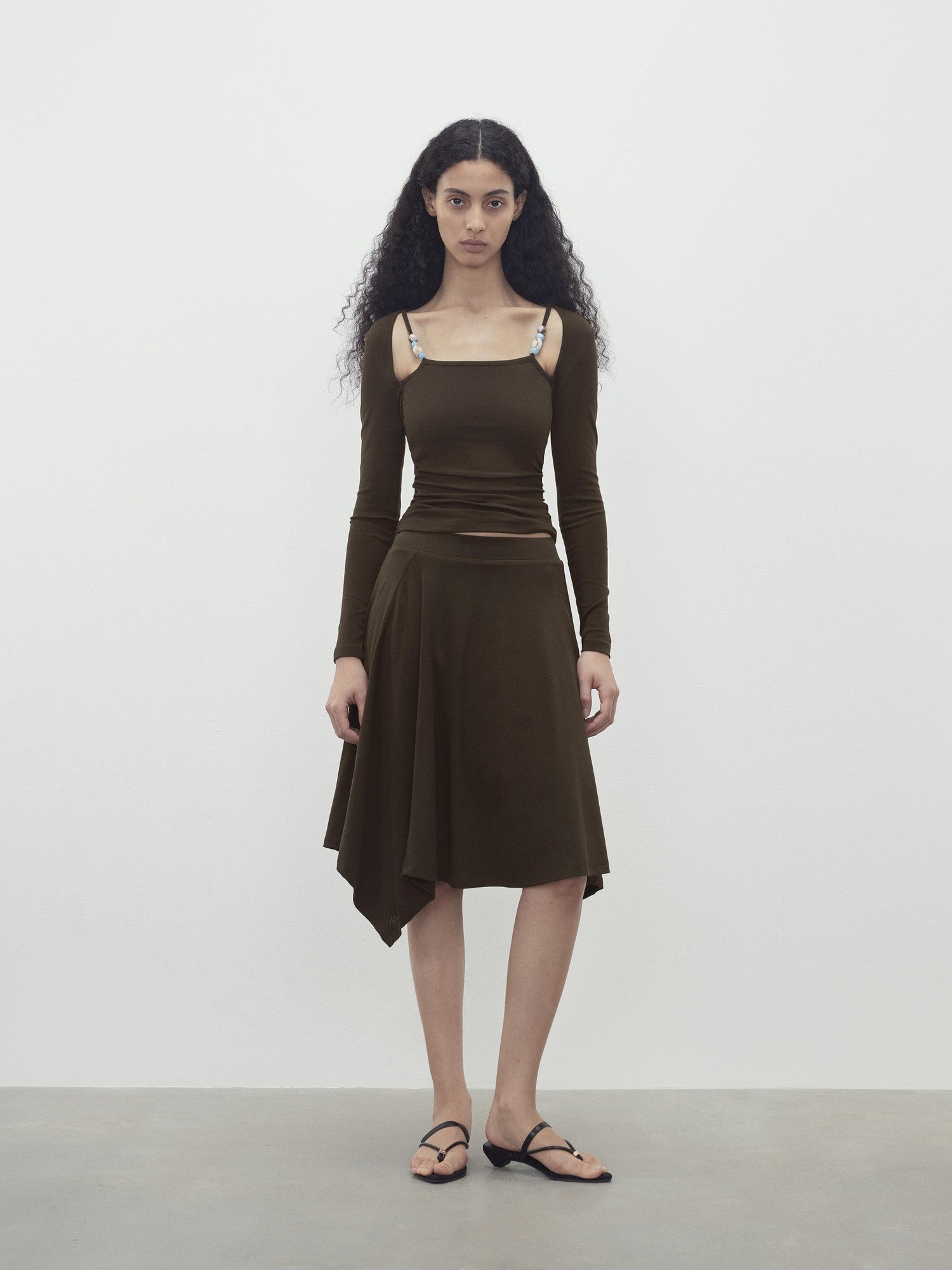 AFTADAWN Beaded Layered Faux Two Piece Women&
