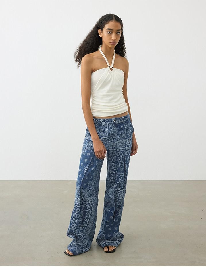 AFTADAWN Beaded Rope Tie Square Neck Women&