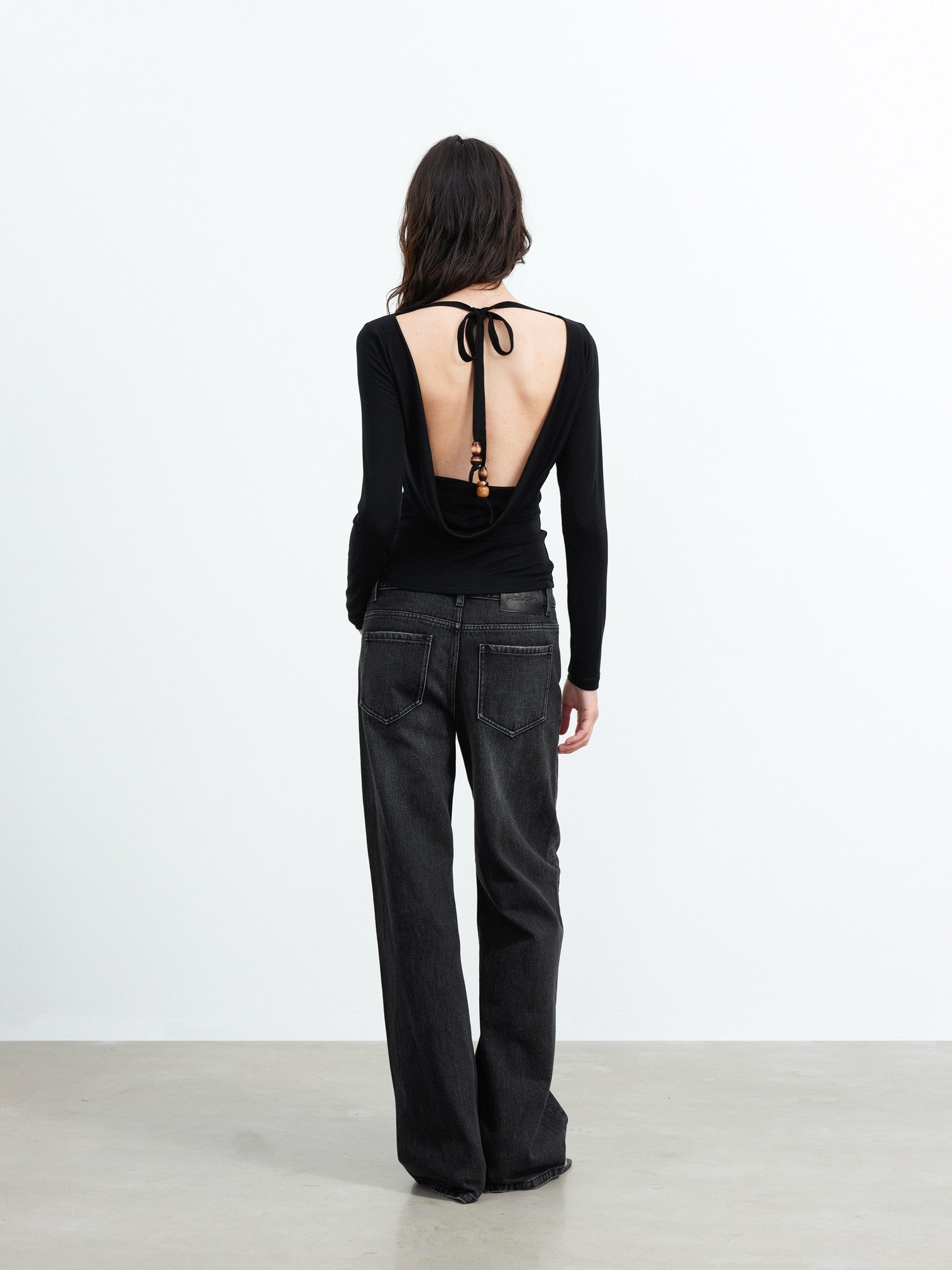 AFTADAWN Beaded Tie Back Draped Neck Women&