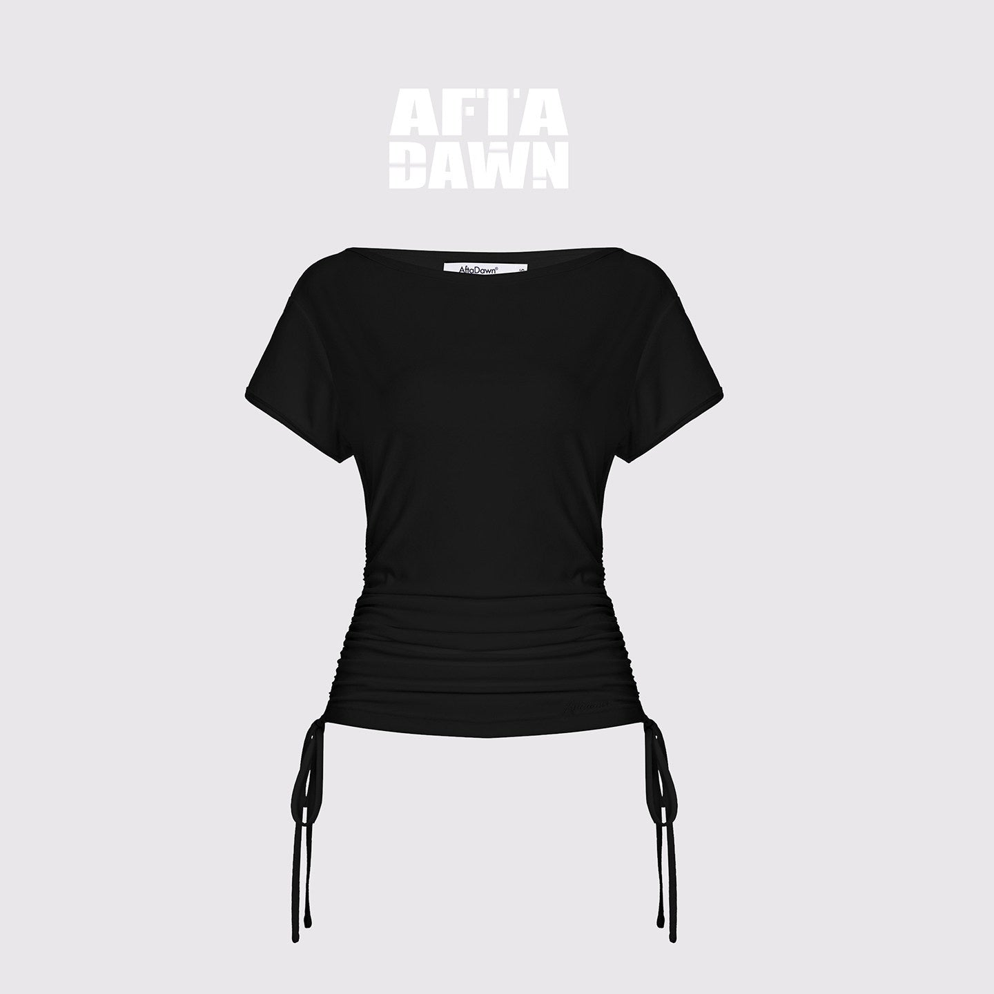AFTADAWN_Black_Drawstring_Asymmetrical_Slim_Women&