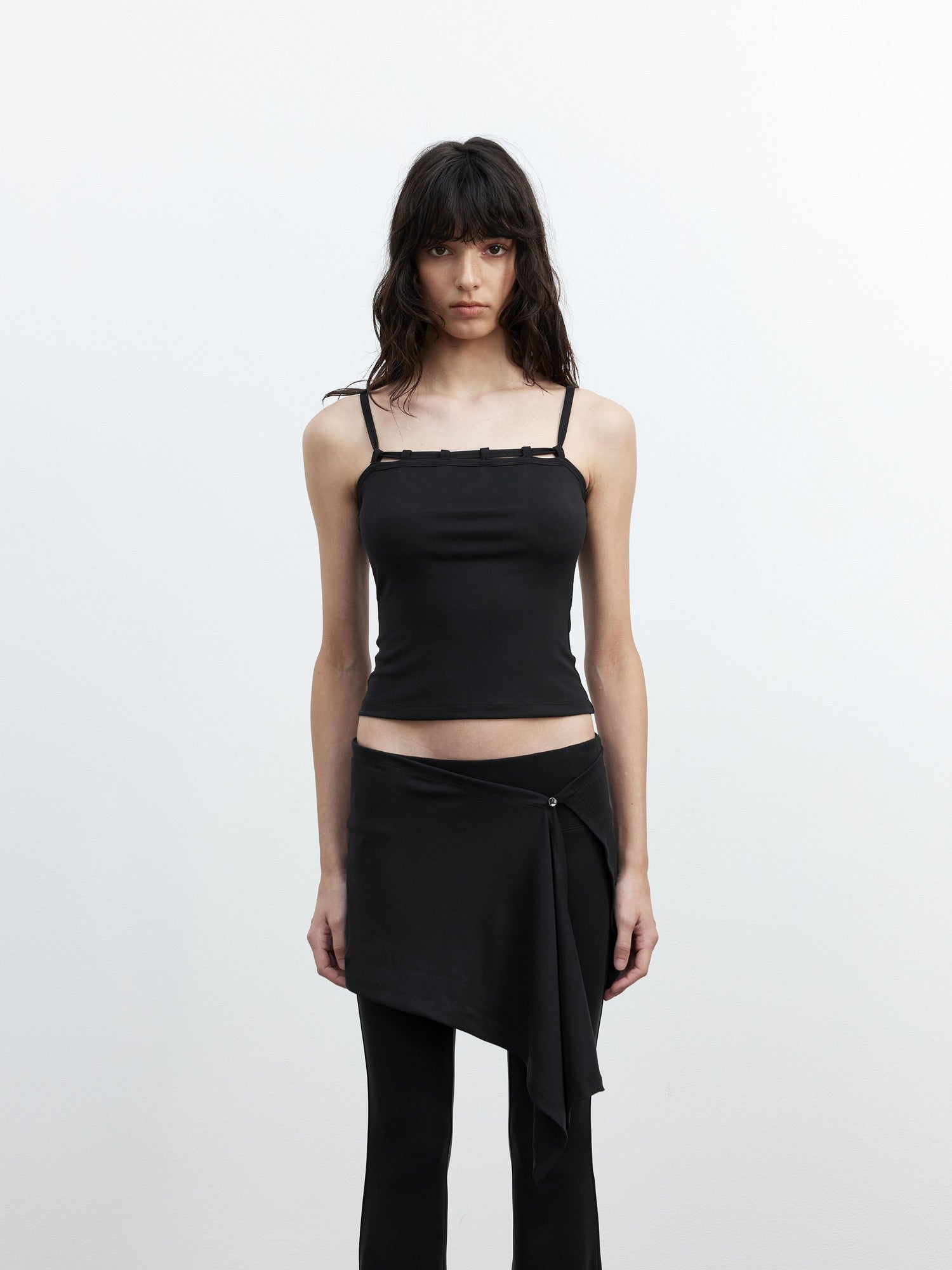 AFTADAWN Black Tie Strap Removable Slimming Micro Flare Women&