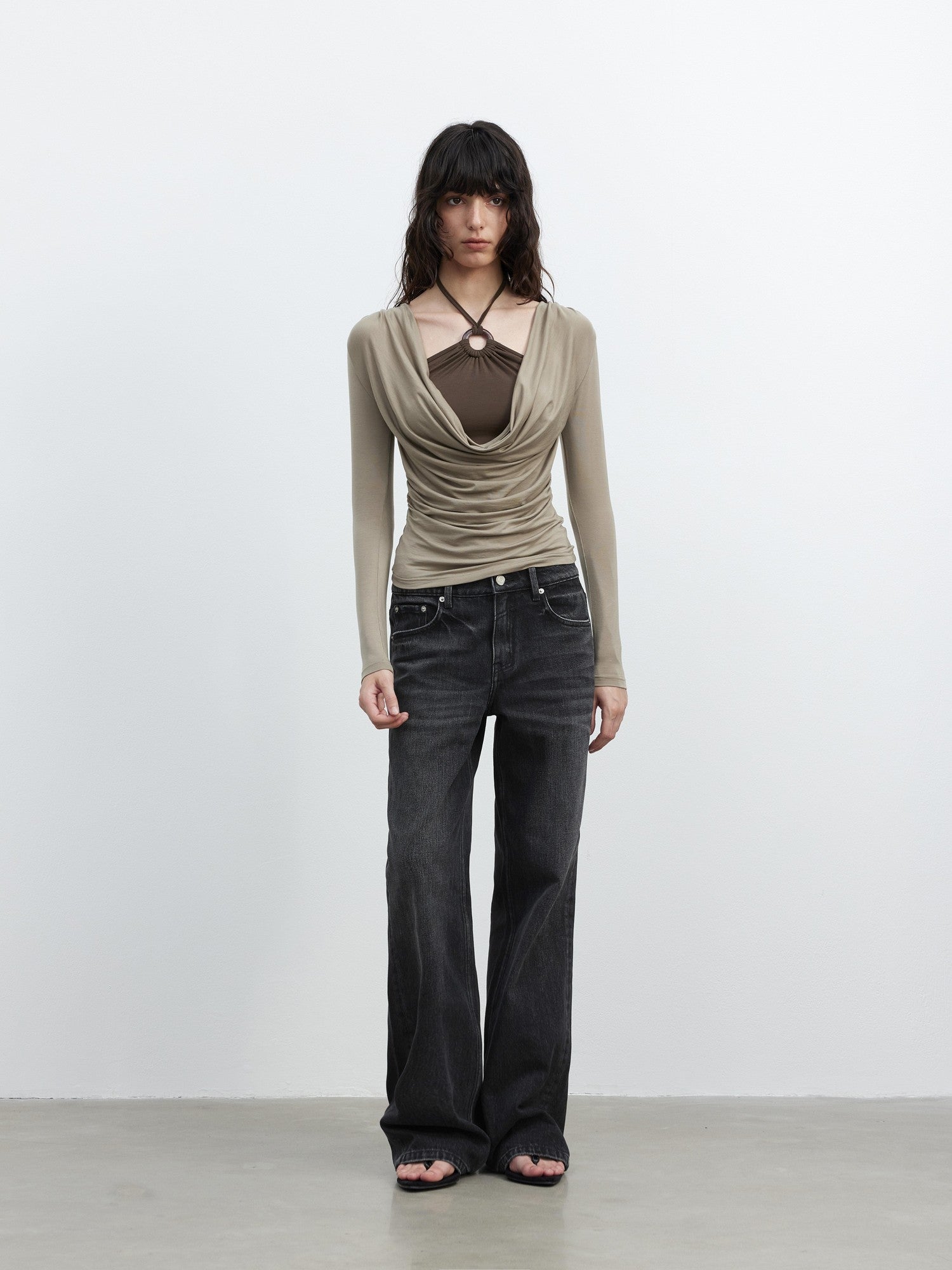 AFTADAWN Black Vintage Textured Washed Distressed Whiskered Women&