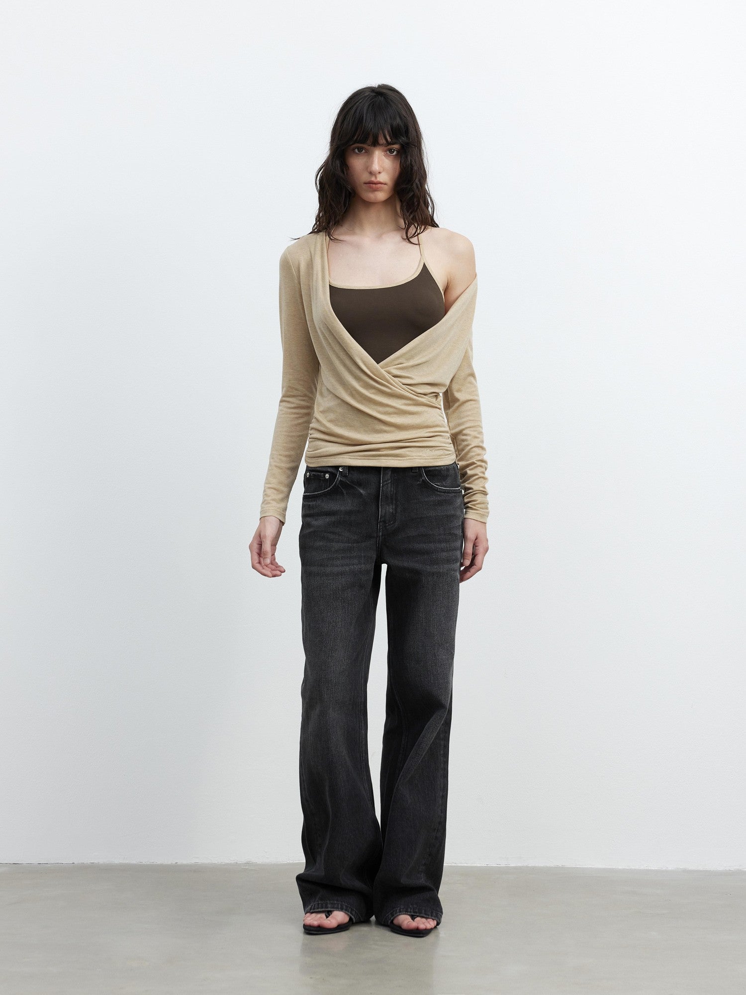 AFTADAWN Black Vintage Textured Washed Distressed Whiskered Women&