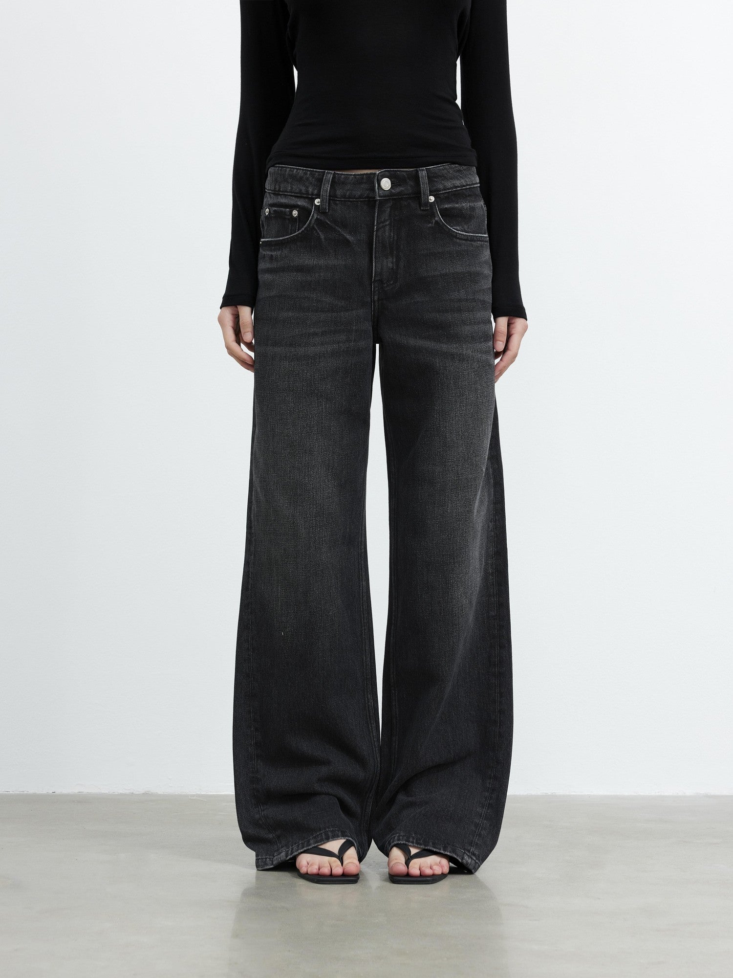 AFTADAWN Black Vintage Textured Washed Distressed Whiskered Women&
