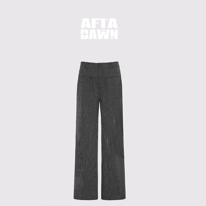 AFTADAWN_Black_White_Vertical_Stripe_Pocket_Low_Waist_Women&