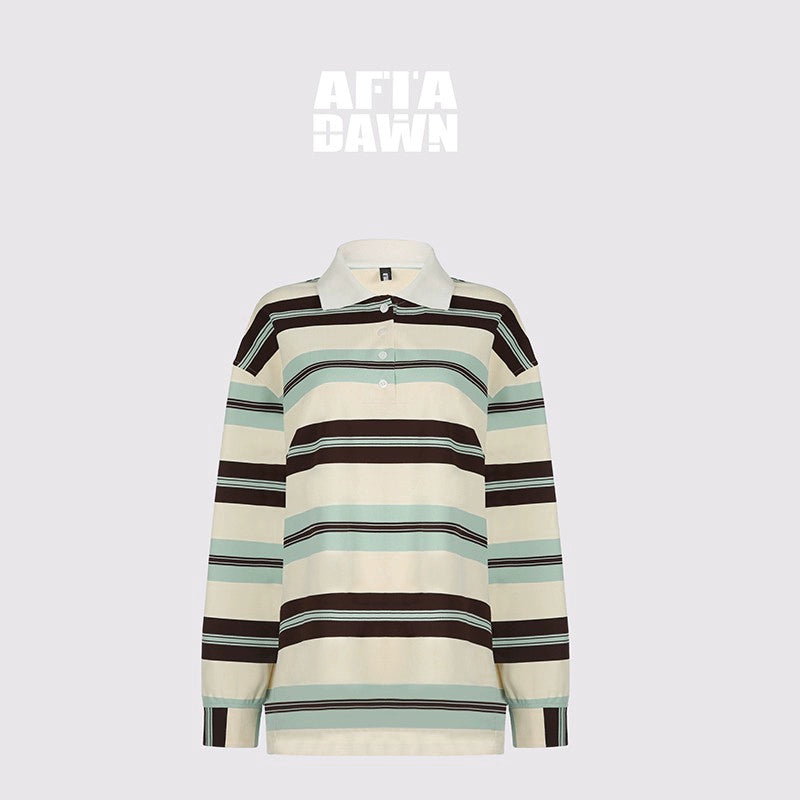 AFTADAWN_Blue_Brown_Stripe_Oversized_Polo_T-shirt_MISSTT