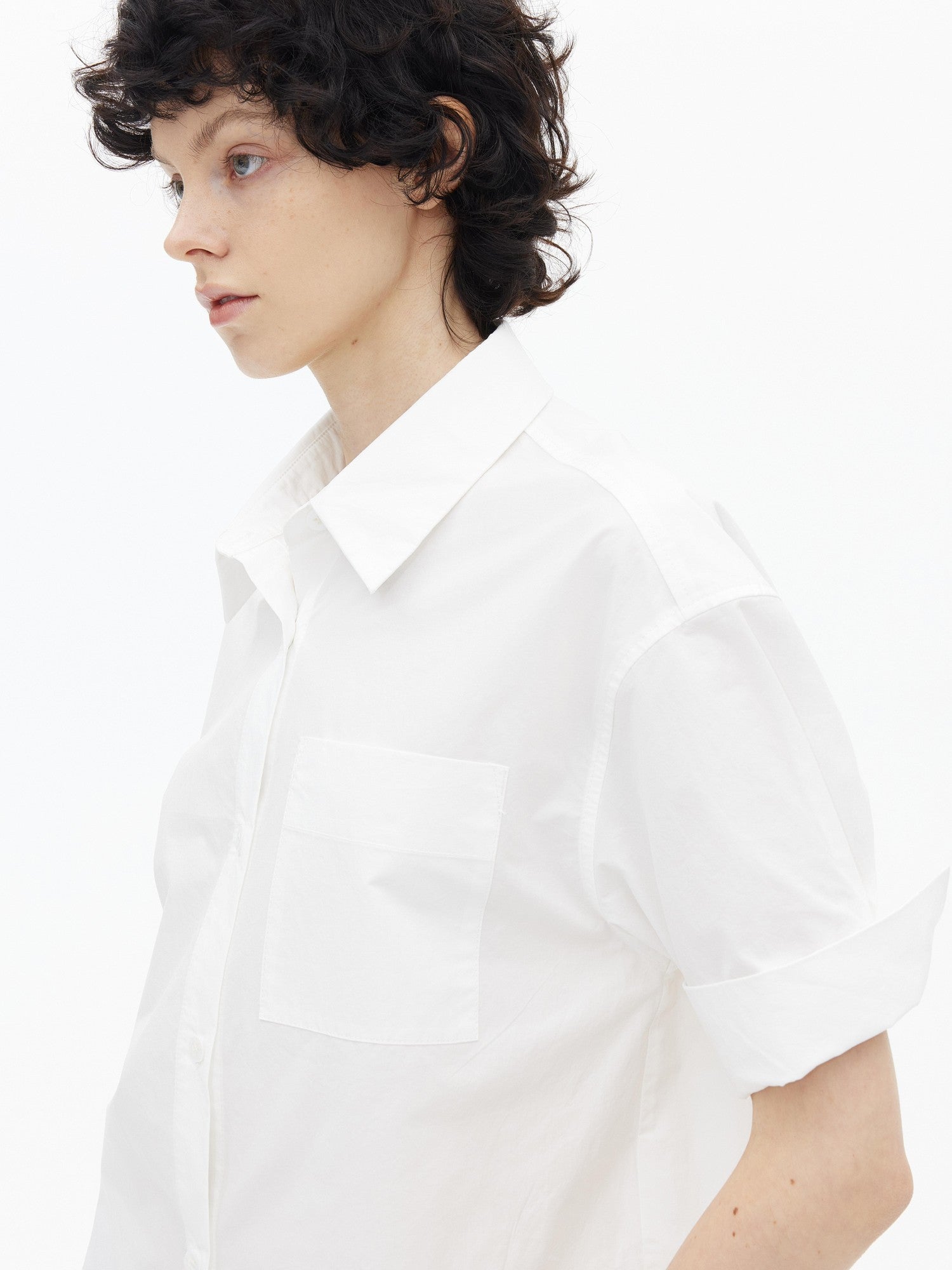 AFTADAWN Boxy Micro Pleat Texture Large Pocket Cuffed Women&