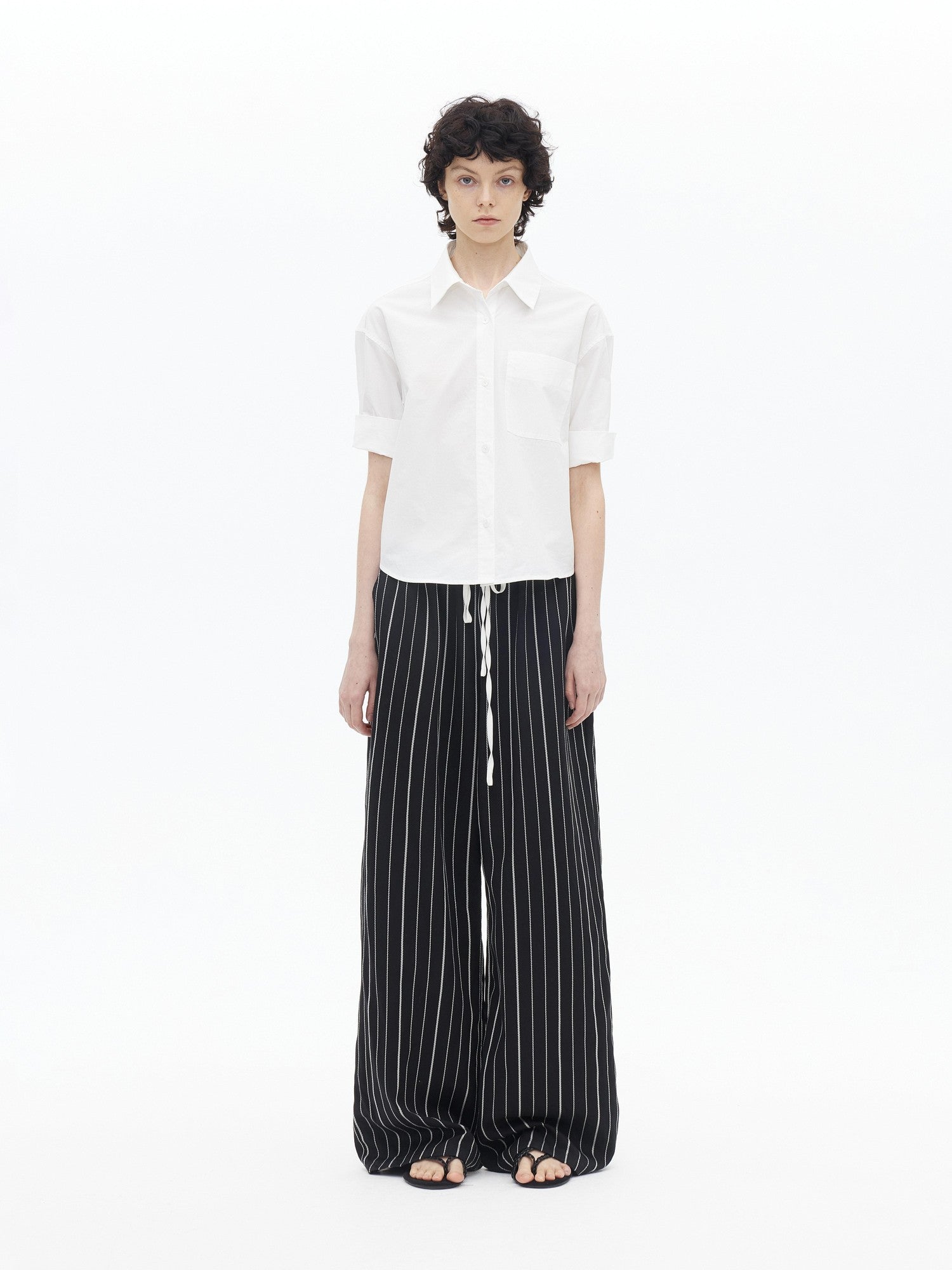 AFTADAWN Boxy Micro Pleat Texture Large Pocket Cuffed Women&