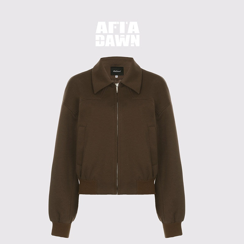 AFTADAWN_Brown_Deconstructed_Zipper_Lapel_Women&