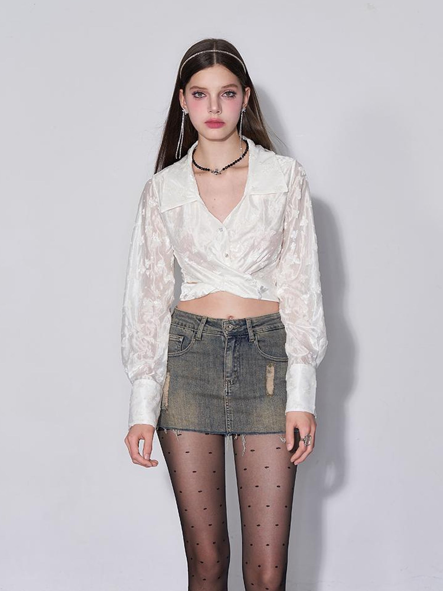 AFTADAWN Butterfly Dream Sheer Layering Shirt