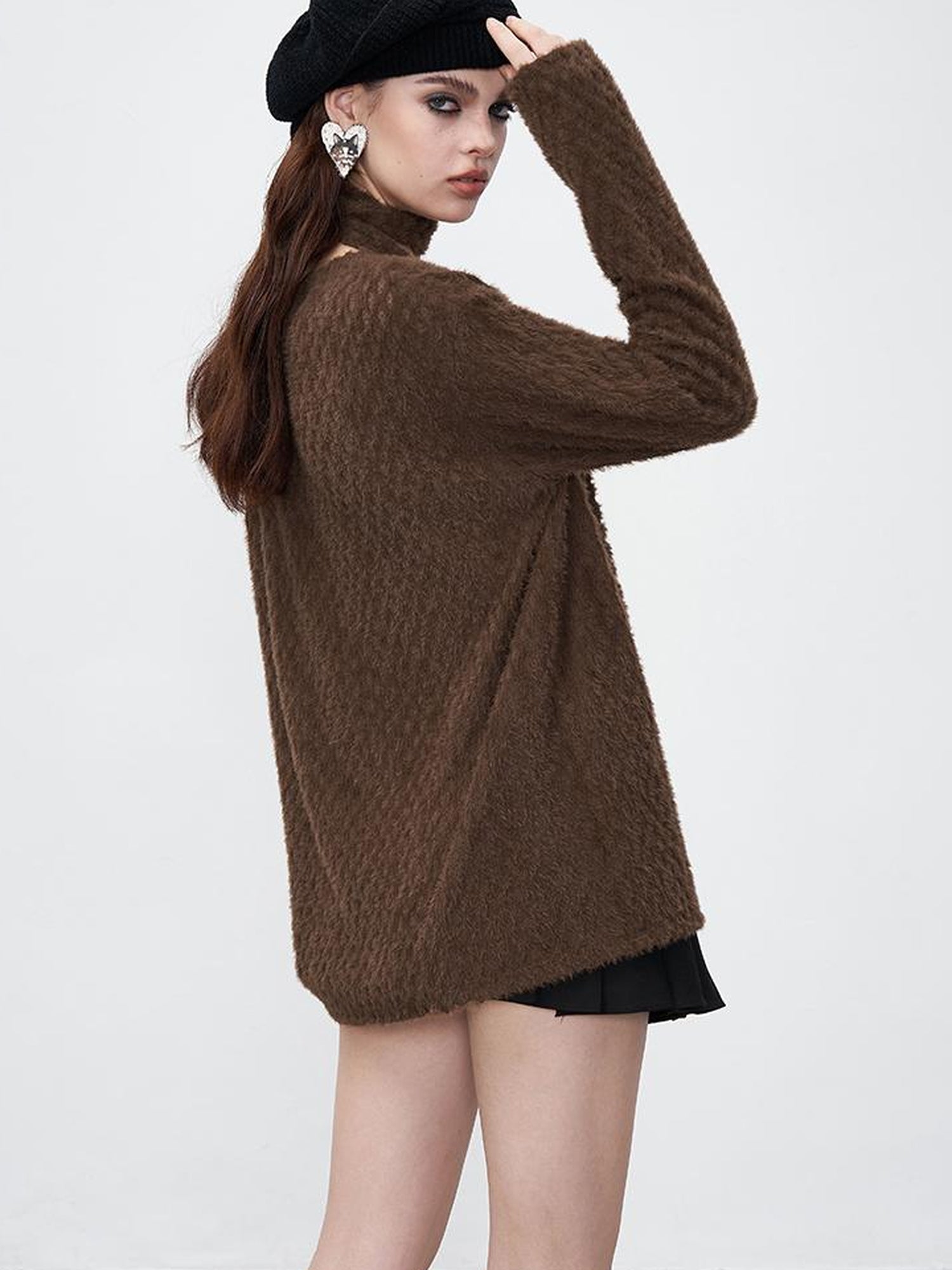 AFTADAWN Butterfly Embroidered V-Neck Sweater