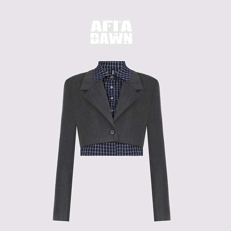 AFTADAWN_Checkered_Detachable_Double_Collar_Blazer_Pleated_Skirt_Set_MISSTT