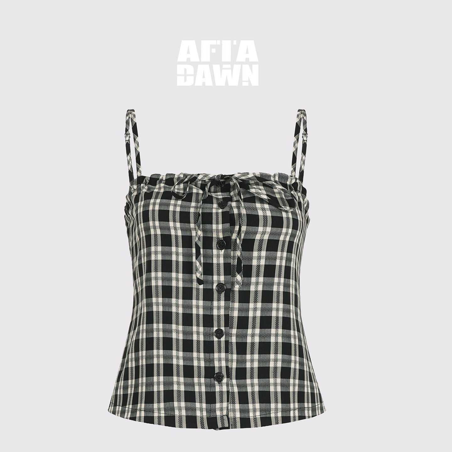 AFTADAWN_Checkered_Ruched_Tie_Buttoned_Cinched_Waist_Women&