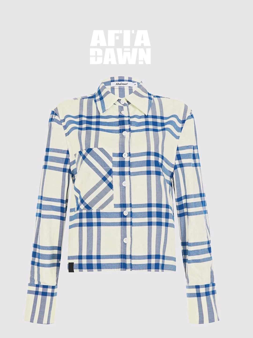 Classic Blue And White Check Oversized Long Sleeve Shirt