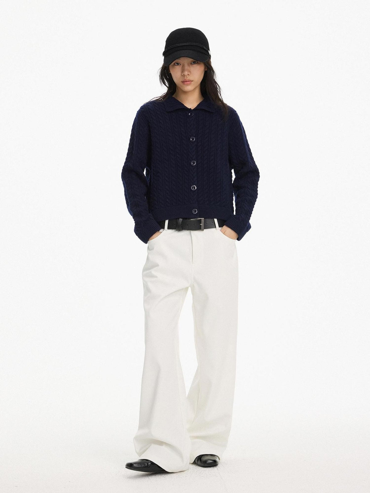 AFTADAWN Classic Faux Denim Structured Solid Low-rise Women&