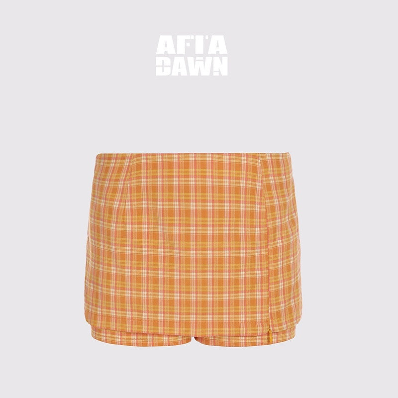AFTADAWN_Classic_Plaid_A_Line_Side_Zipper_Convertible_Low_Waist_Women&