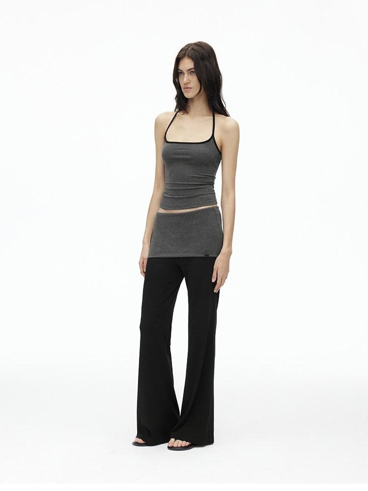 AFTADAWN Colorblock Backless Halter Tie Slim Women&