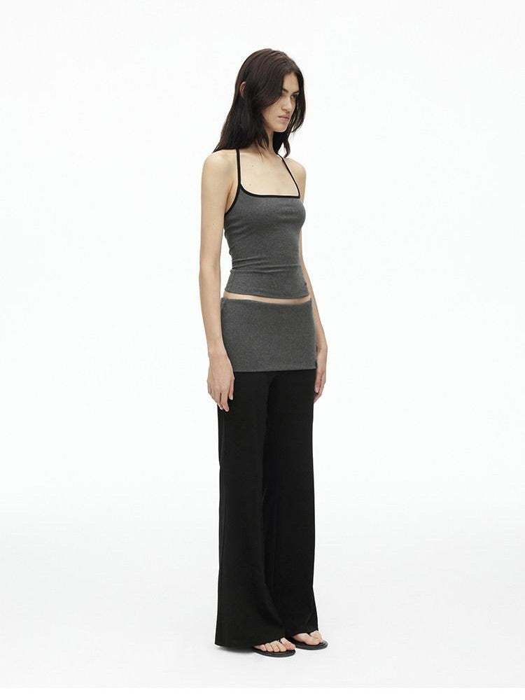 AFTADAWN Colorblock Backless Halter Tie Slim Women&