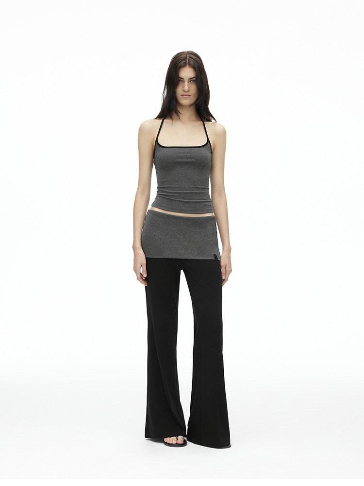 AFTADAWN Colorblock Backless Halter Tie Slim Women&