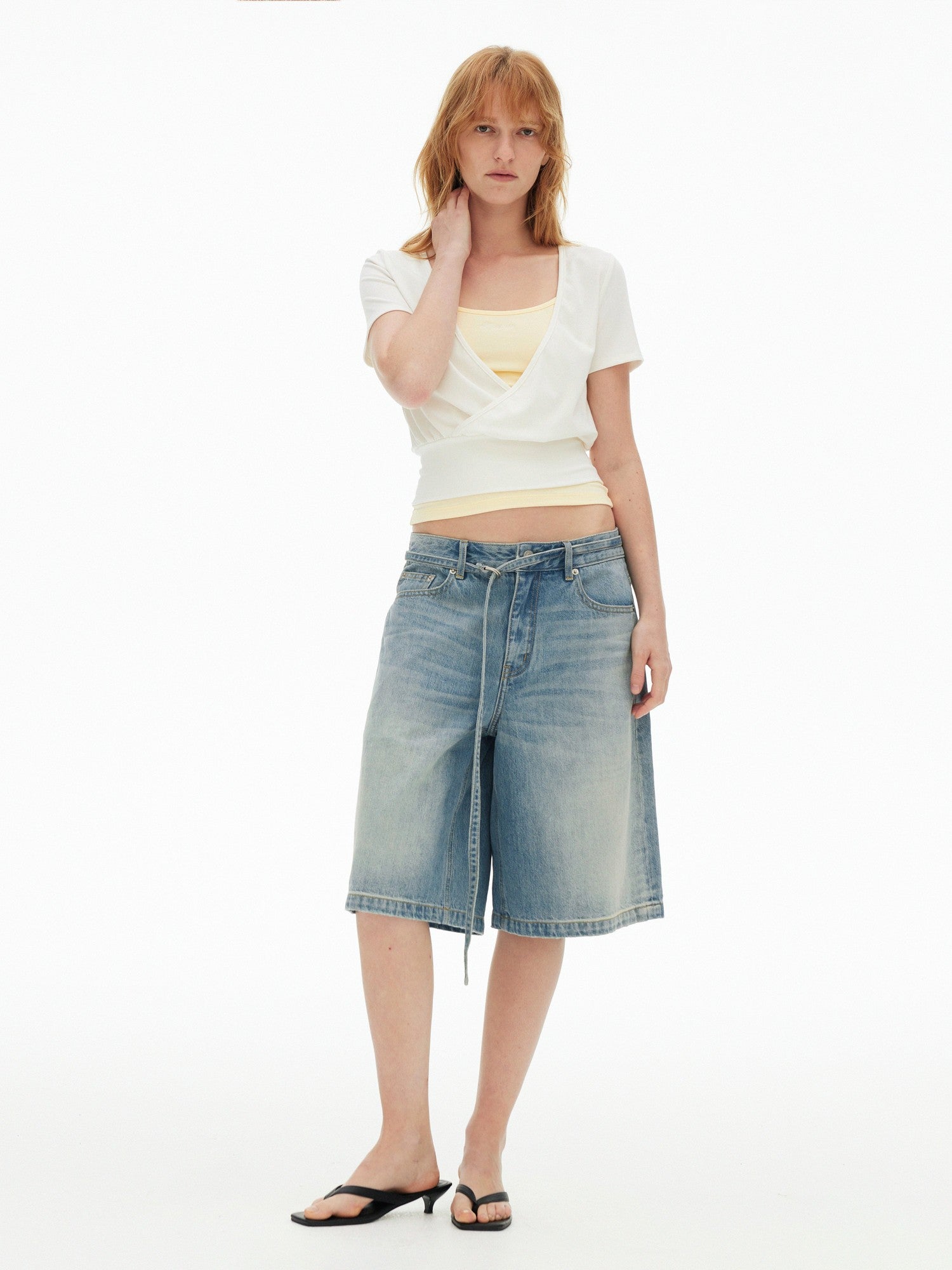 AFTADAWN Colorblock Crossover Deep V Embroidered Women&