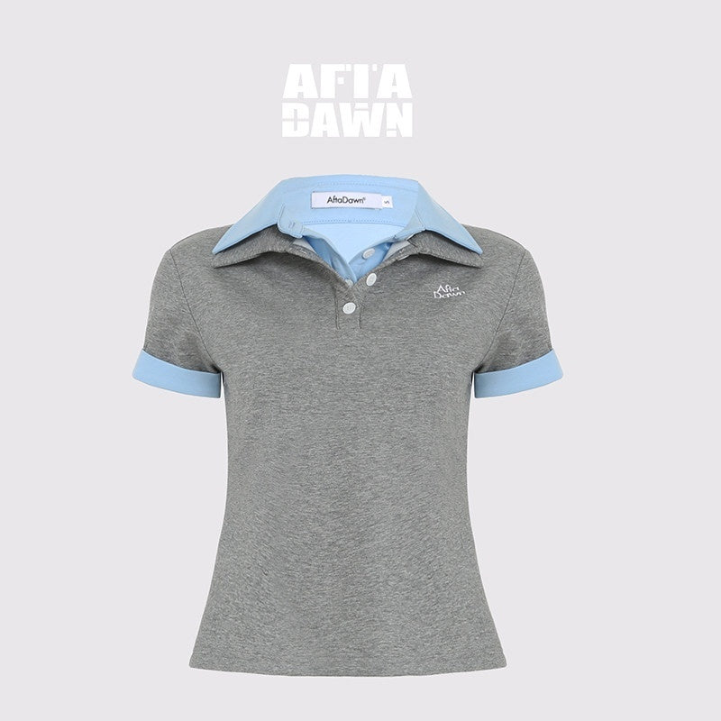 AFTADAWN_Colorblock_Double_Collar_Polo_Henley_Button_Women&