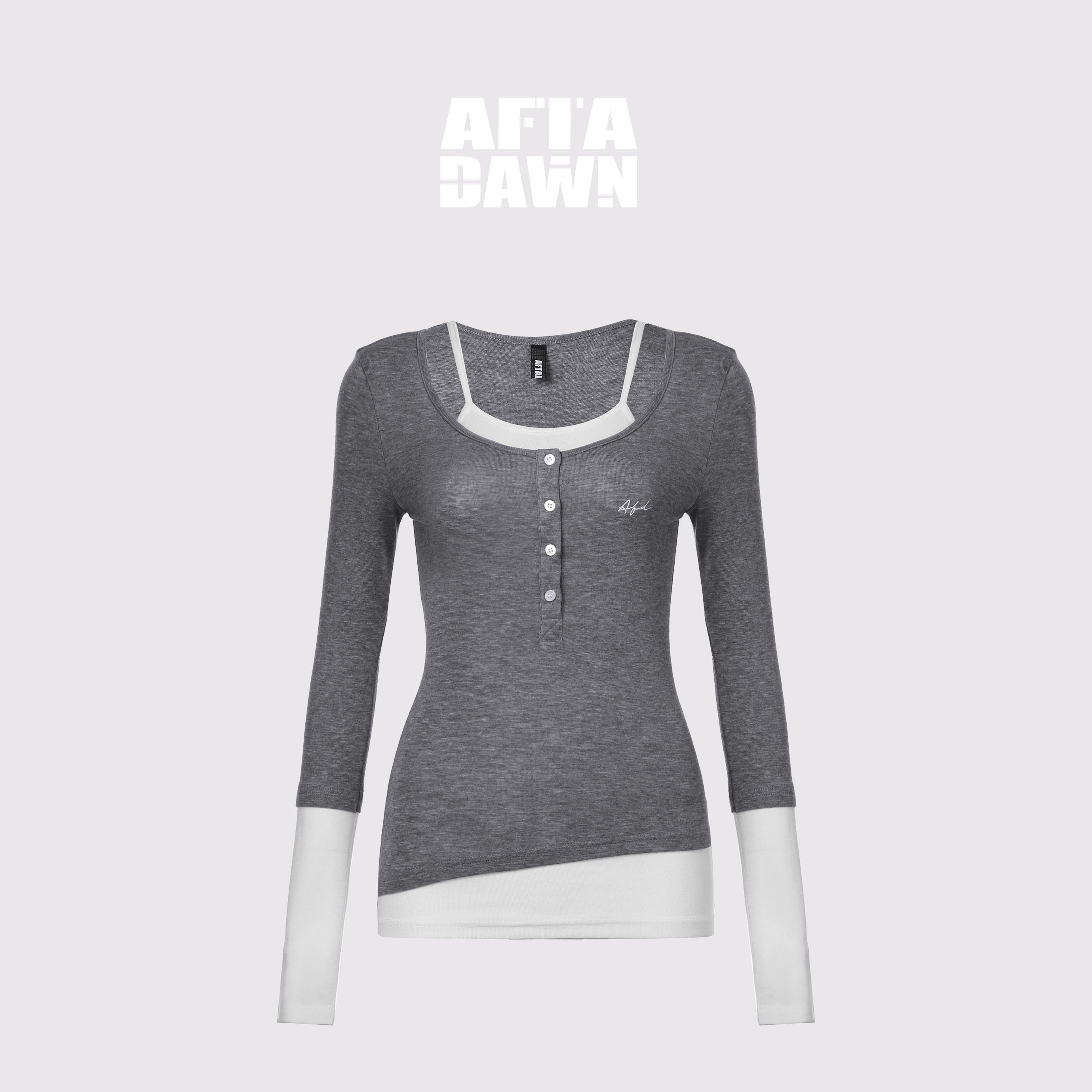 AFTADAWN_Colorblock_Faux_Two_Piece_Henley_Women&