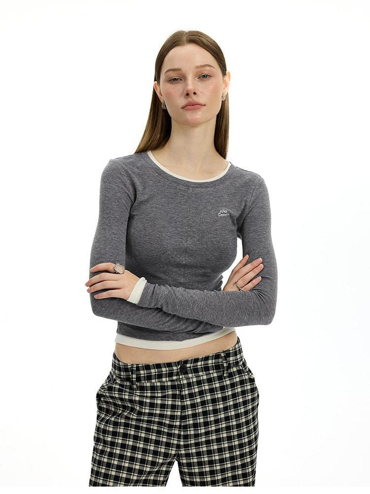 AFTADAWN Colorblock Faux Two Piece Women&