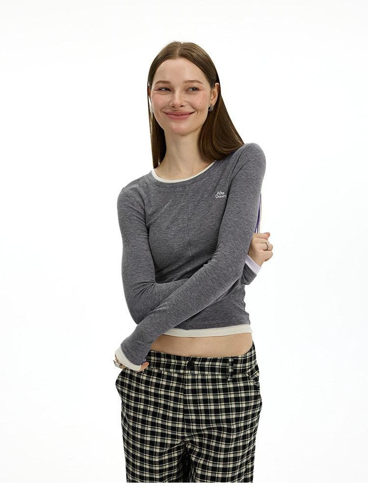 AFTADAWN Colorblock Faux Two Piece Women&